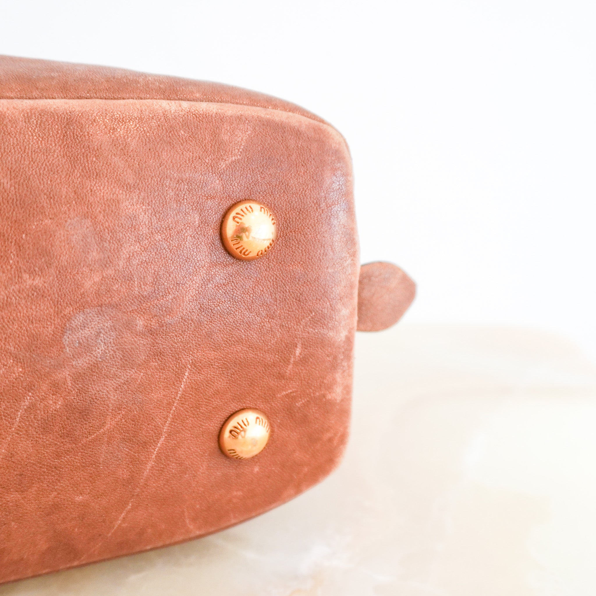 Miu Miu Adventure Nappa Leather Top Handle Bag in Oak (RRP £2,950) | Authentic Preloved