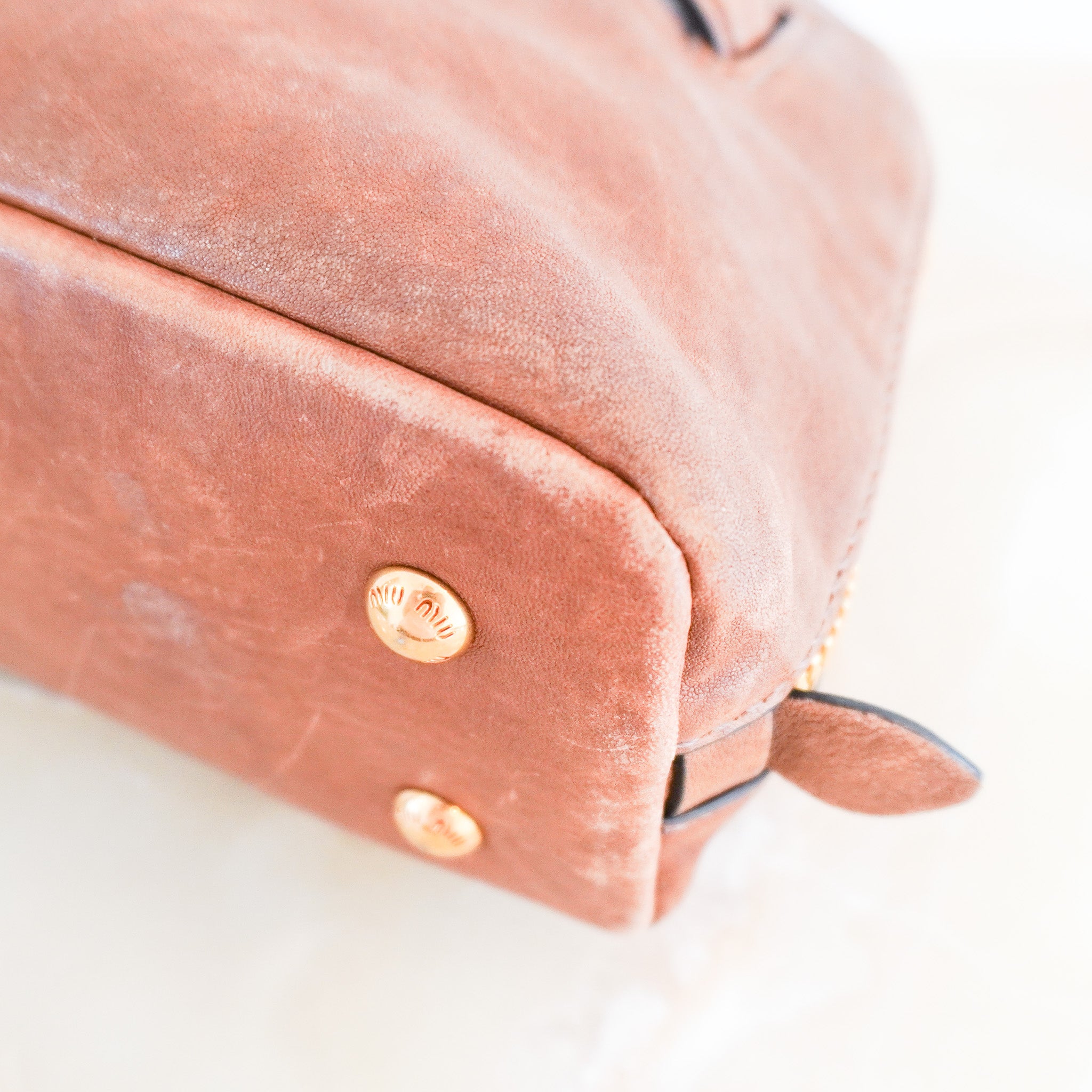 Miu Miu Adventure Nappa Leather Top Handle Bag in Oak (RRP £2,950) | Authentic Preloved