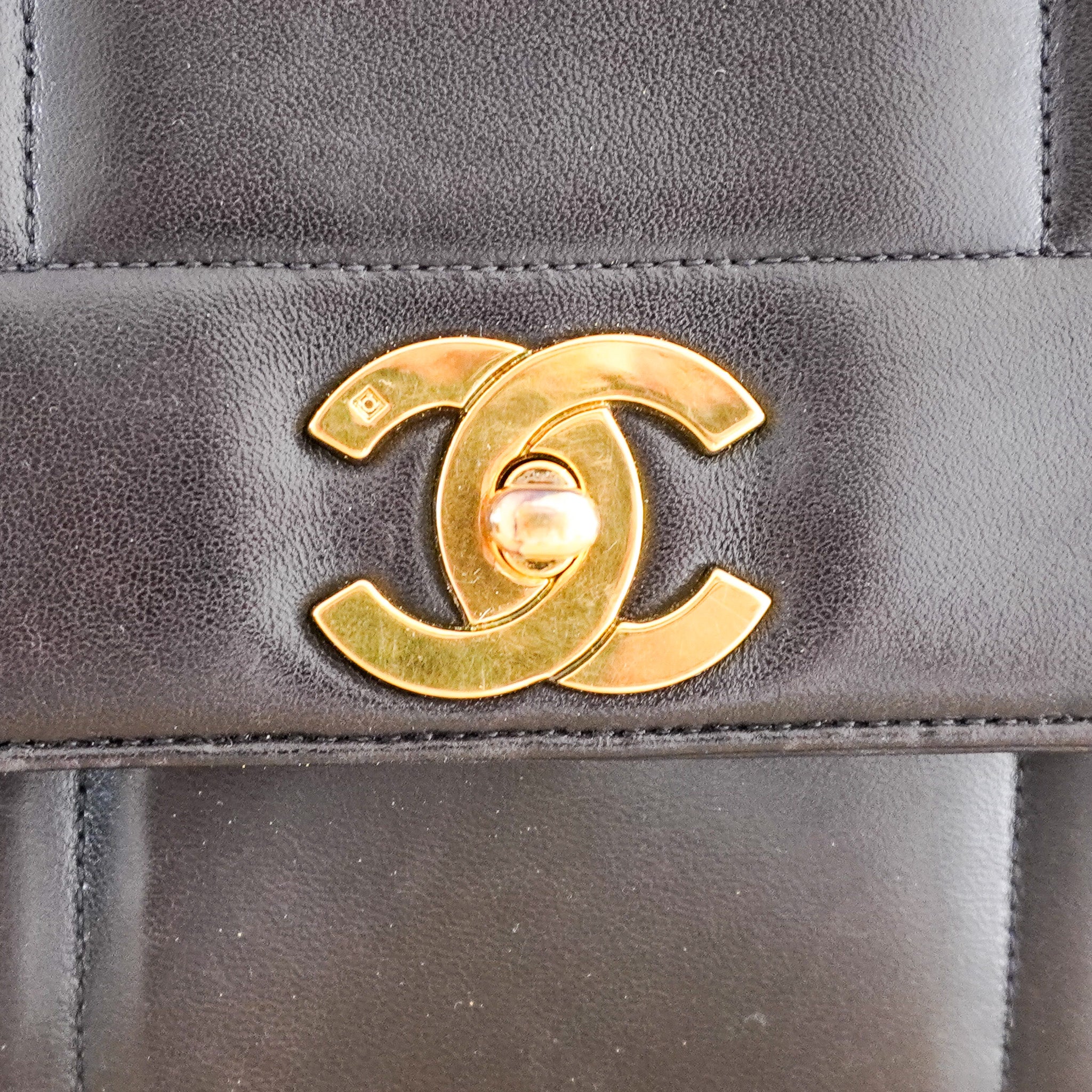 Chanel Vintage Mademoiselle Top Handle Bag in Dark Brown Lambskin Leather | Authentic Preloved