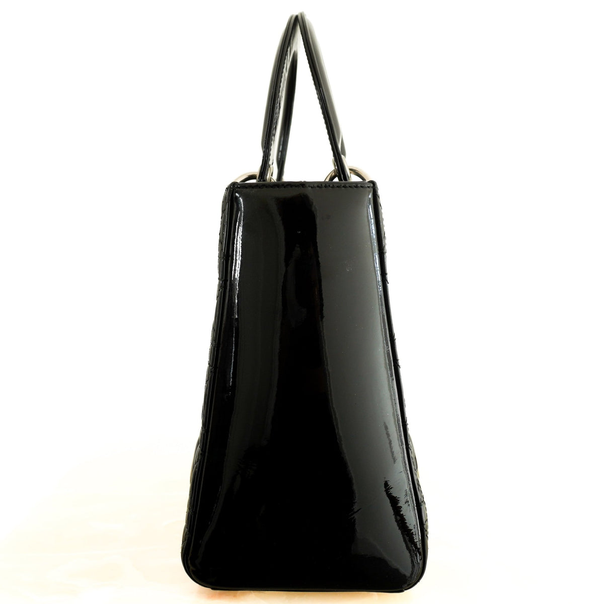 Dior Lady Dior Small Black Patent Leather Bag with Silver Hardware (RP £4,200) | Authentic Preloved - Reloved Again