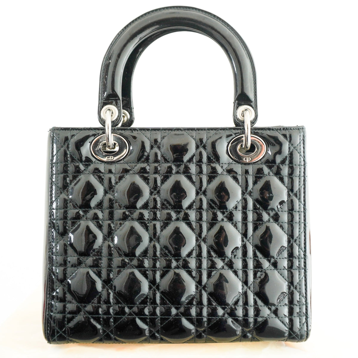 Dior Lady Dior Small Black Patent Leather Bag with Silver Hardware (RP £4,200) | Authentic Preloved - Reloved Again