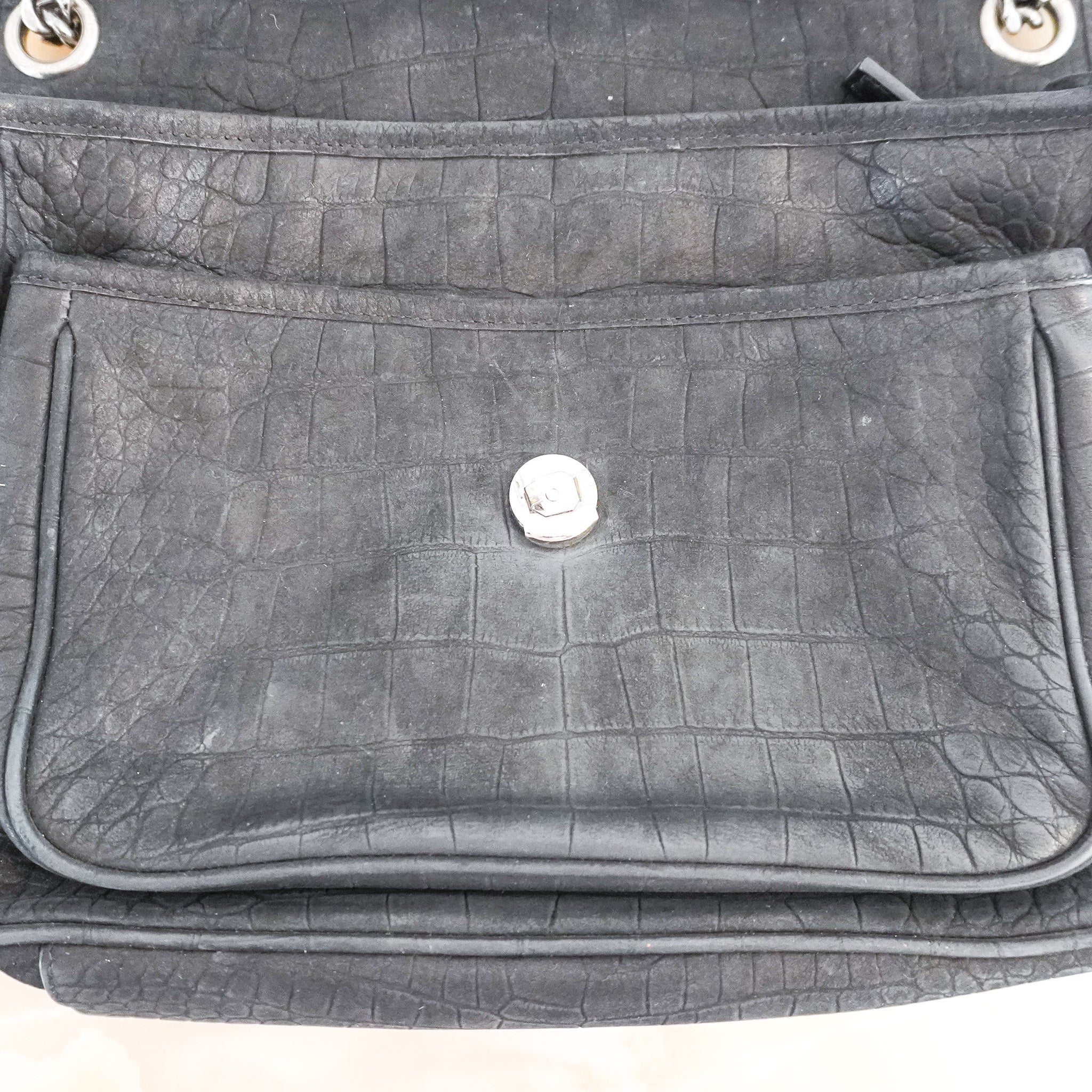 Saint Laurent Niki Shoulder Bag in Black Croc (RRP £1,635) | Authentic Preloved