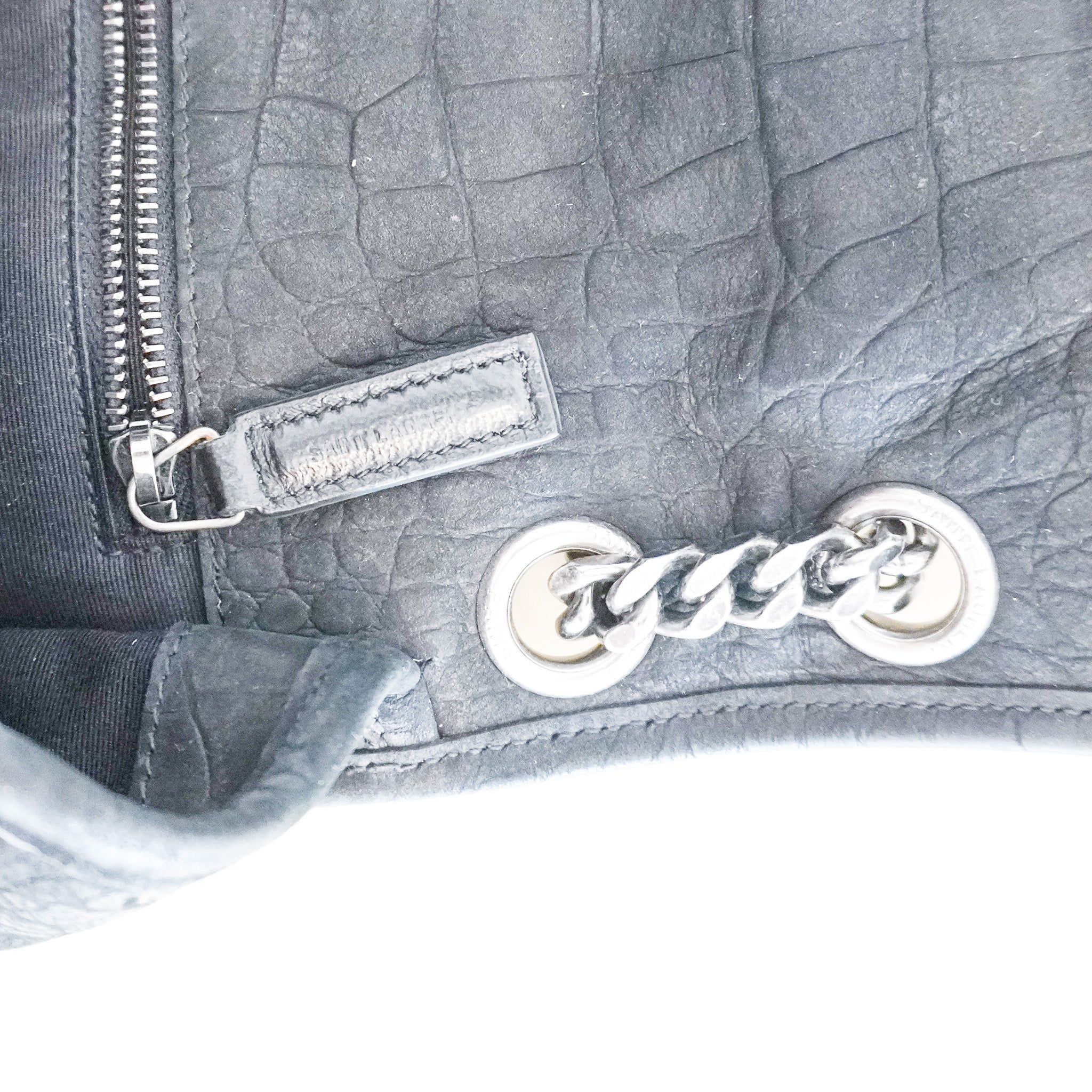 Saint Laurent Niki Shoulder Bag in Black Croc (RRP £1,635) | Authentic Preloved
