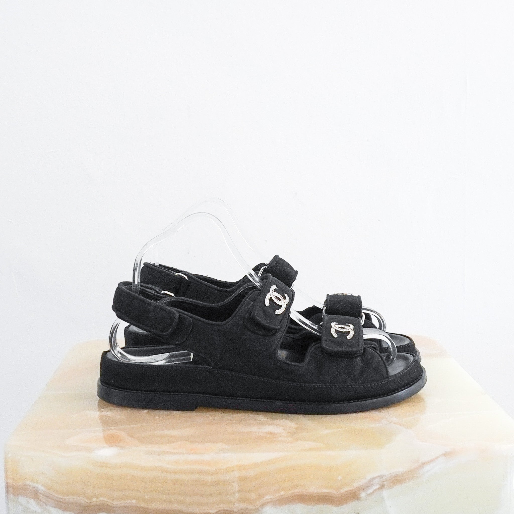 Chanel Black Quilted Dad Sandals RRP £1100 | Authentic Preloved