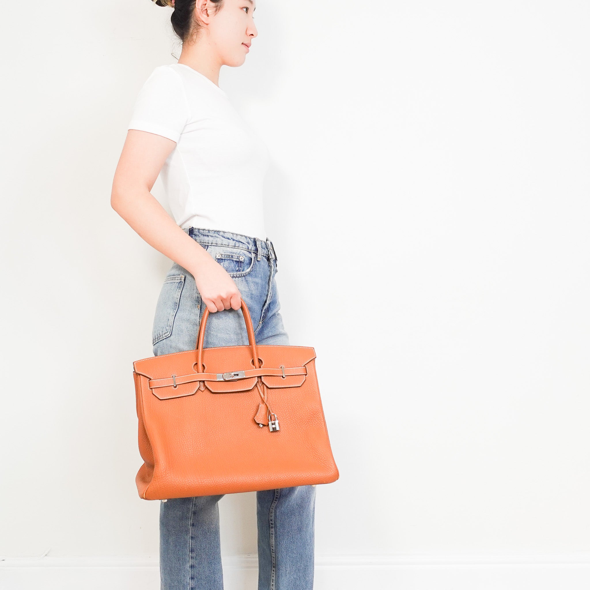 Hermès Birkin 40 Retourne Gold Togo Palladium | Authentic Preloved - Reloved Again