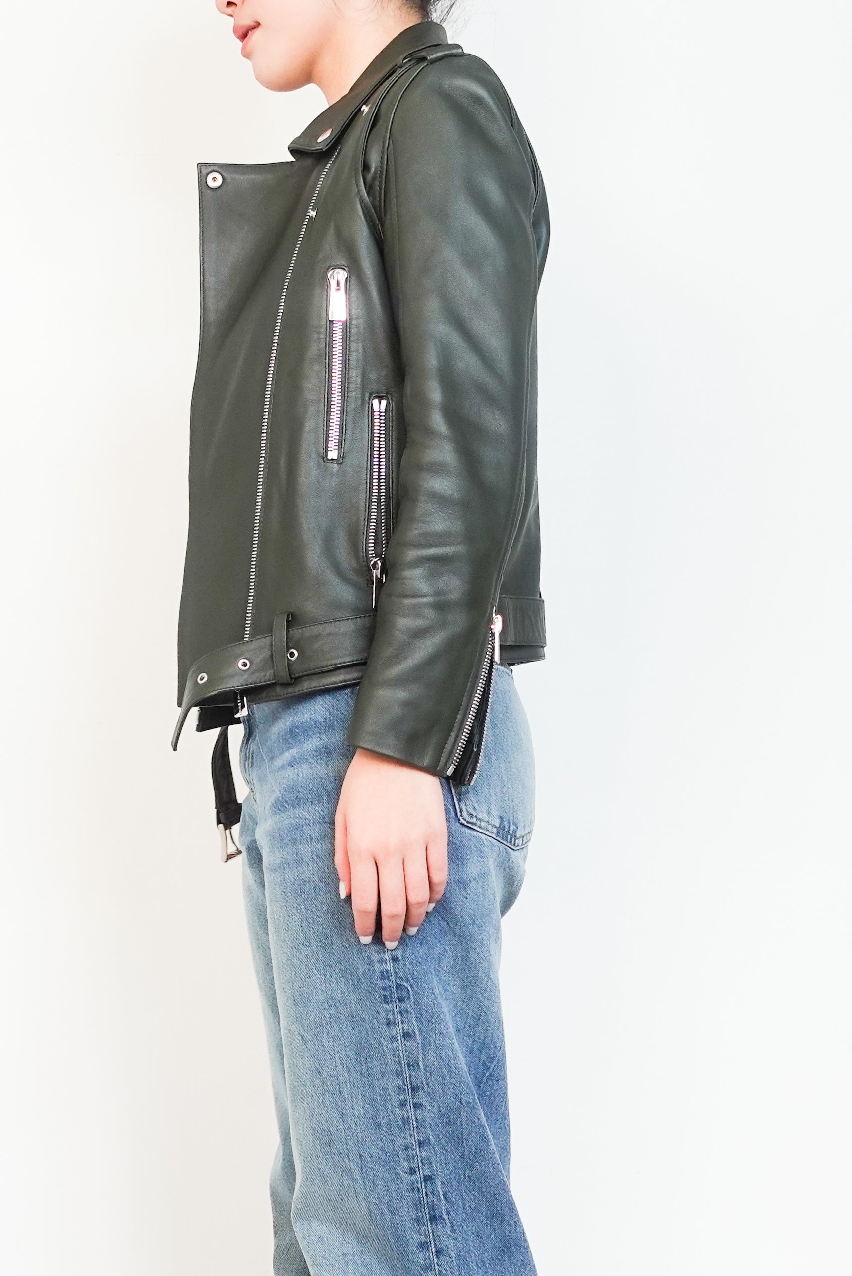 Green Leather Jacket RRP £980- final sale no returns