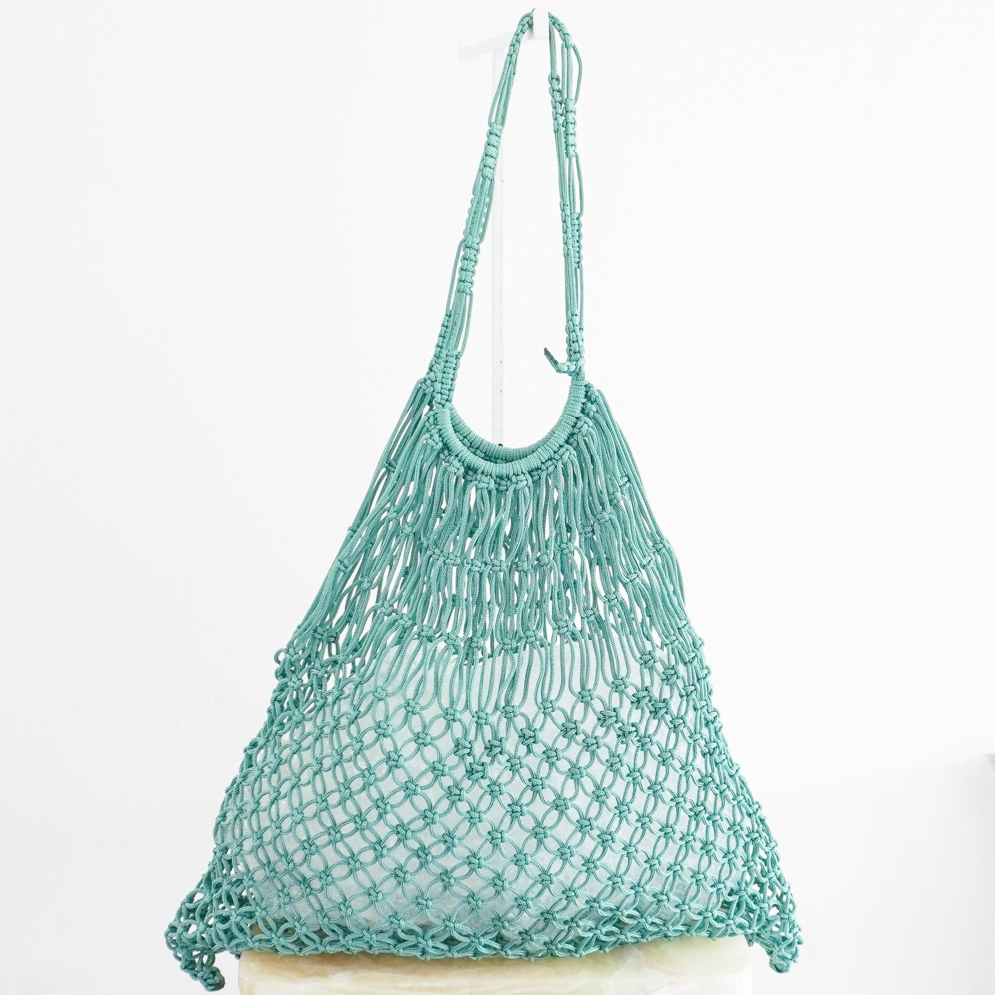 Sea Green Macramé Net Beach Tote Bag | Authentic Preloved FINAL SALE - Reloved Again