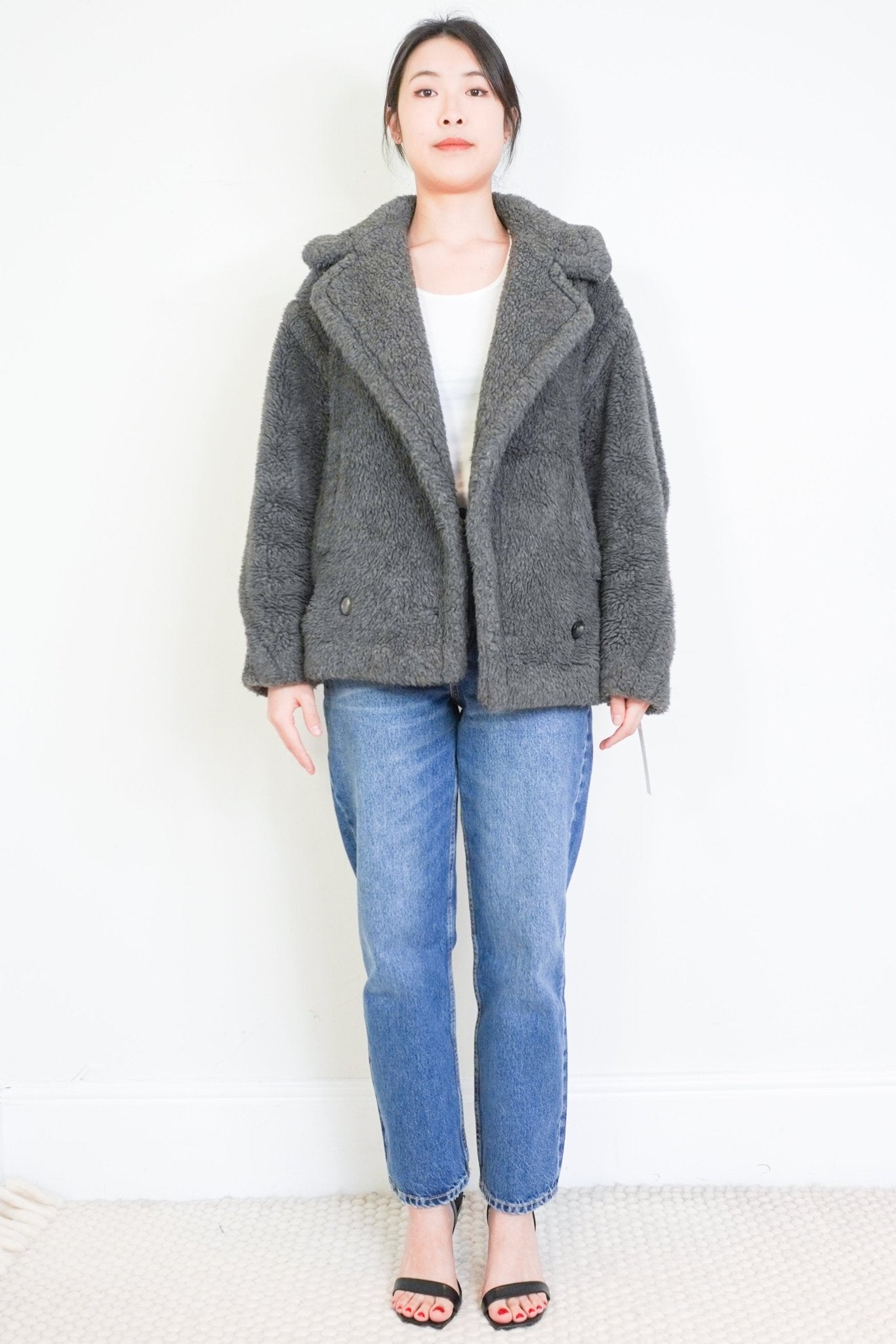 MaxMara Grey Teddy Bear Bomber Jacket RRP £1800 | Authentic Preloved - Reloved Again