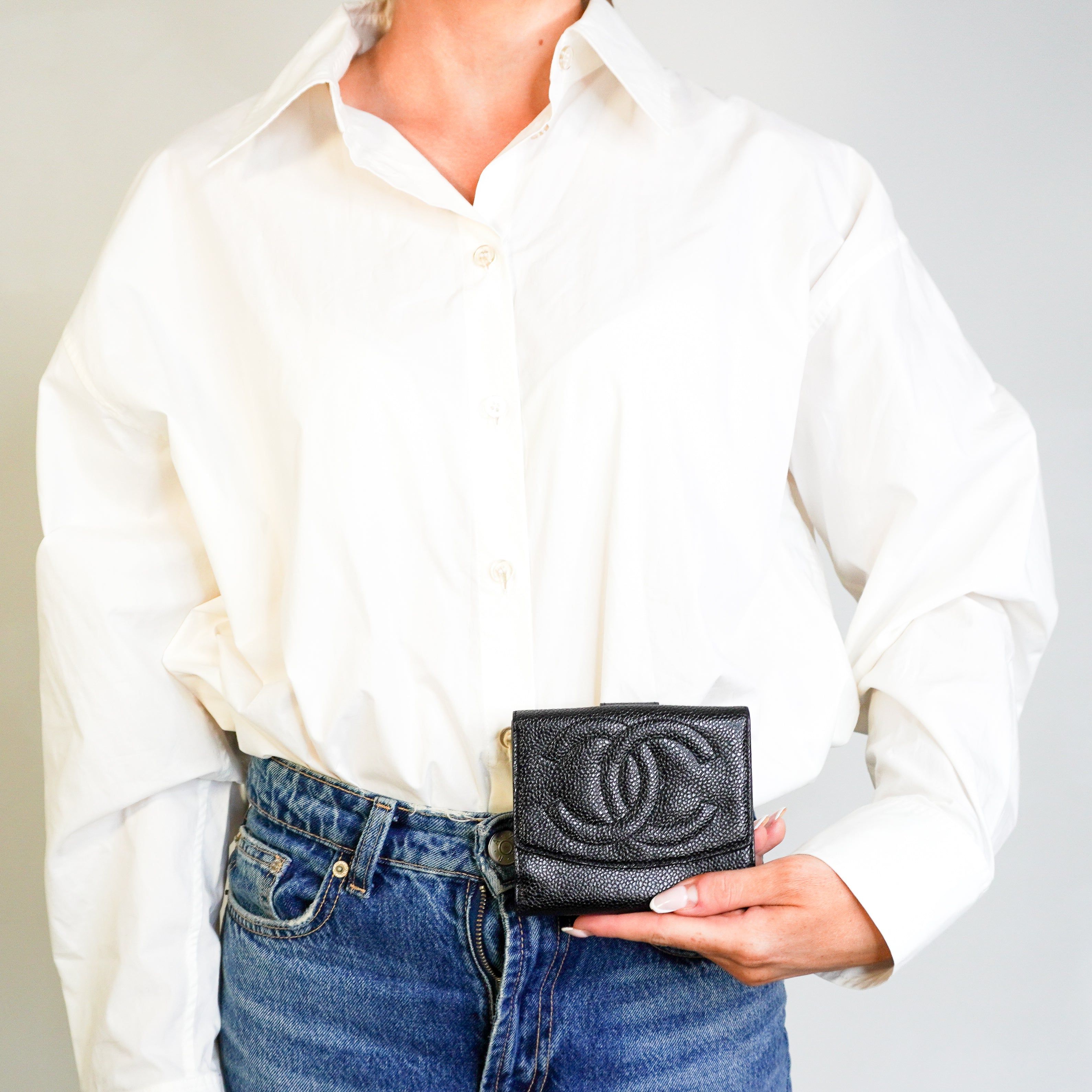 Chanel Vintage Black Caviar Timeless CC Flap Wallet | Authentic Preloved