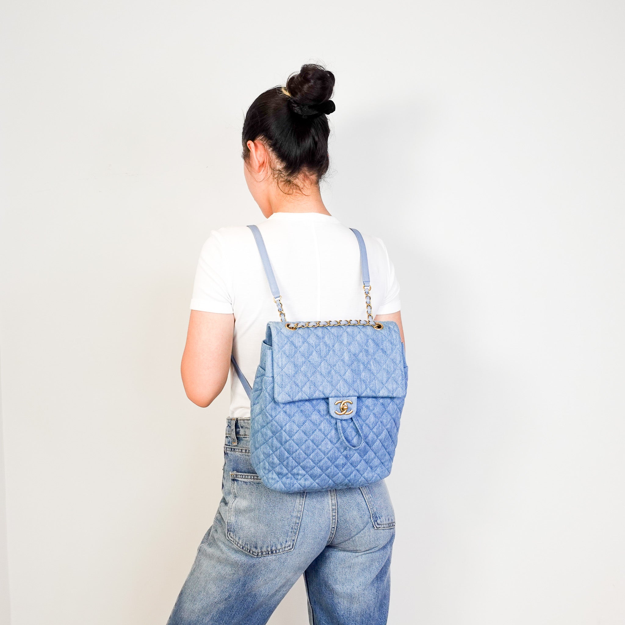 Chanel Washed Denim Quilted Large Urban Spirit Backpack | Authentic Preloved - Reloved Again