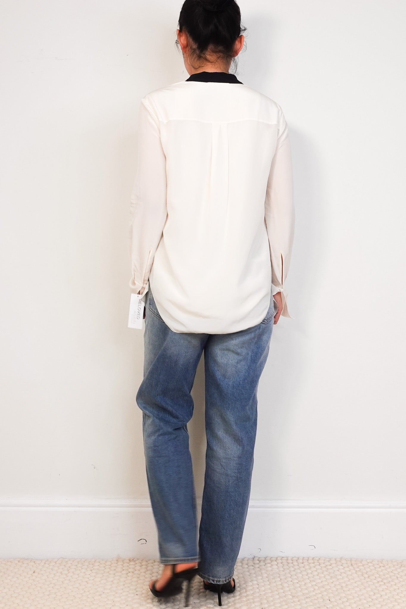 Chloe Cream Silk Blouse with Black Pussy Bow RRP £1300 | Authentic Preloved - Reloved Again