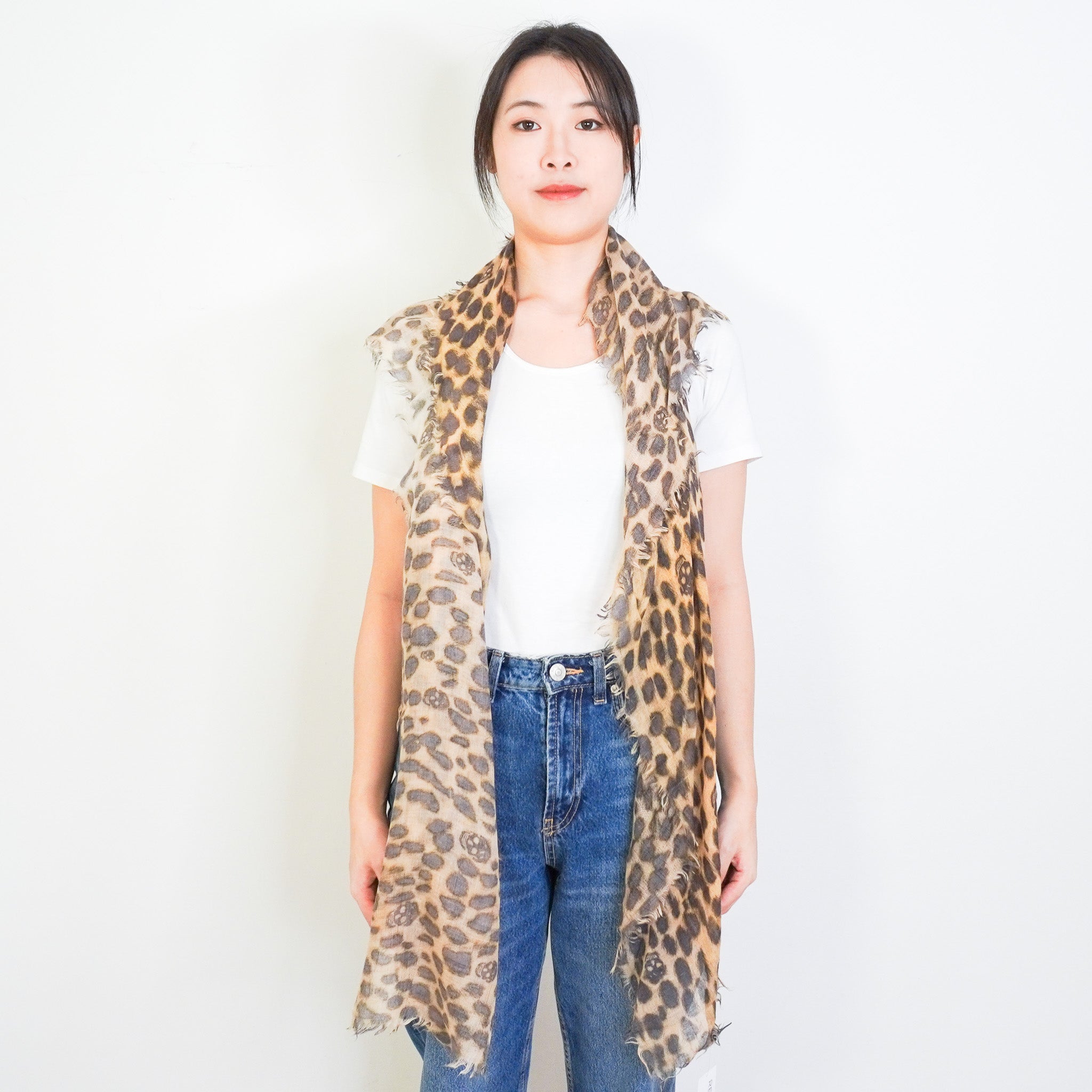 Alexander McQueen Leopard Skull Scarf RRP £280 | Authentic Preloved FINAL SALE