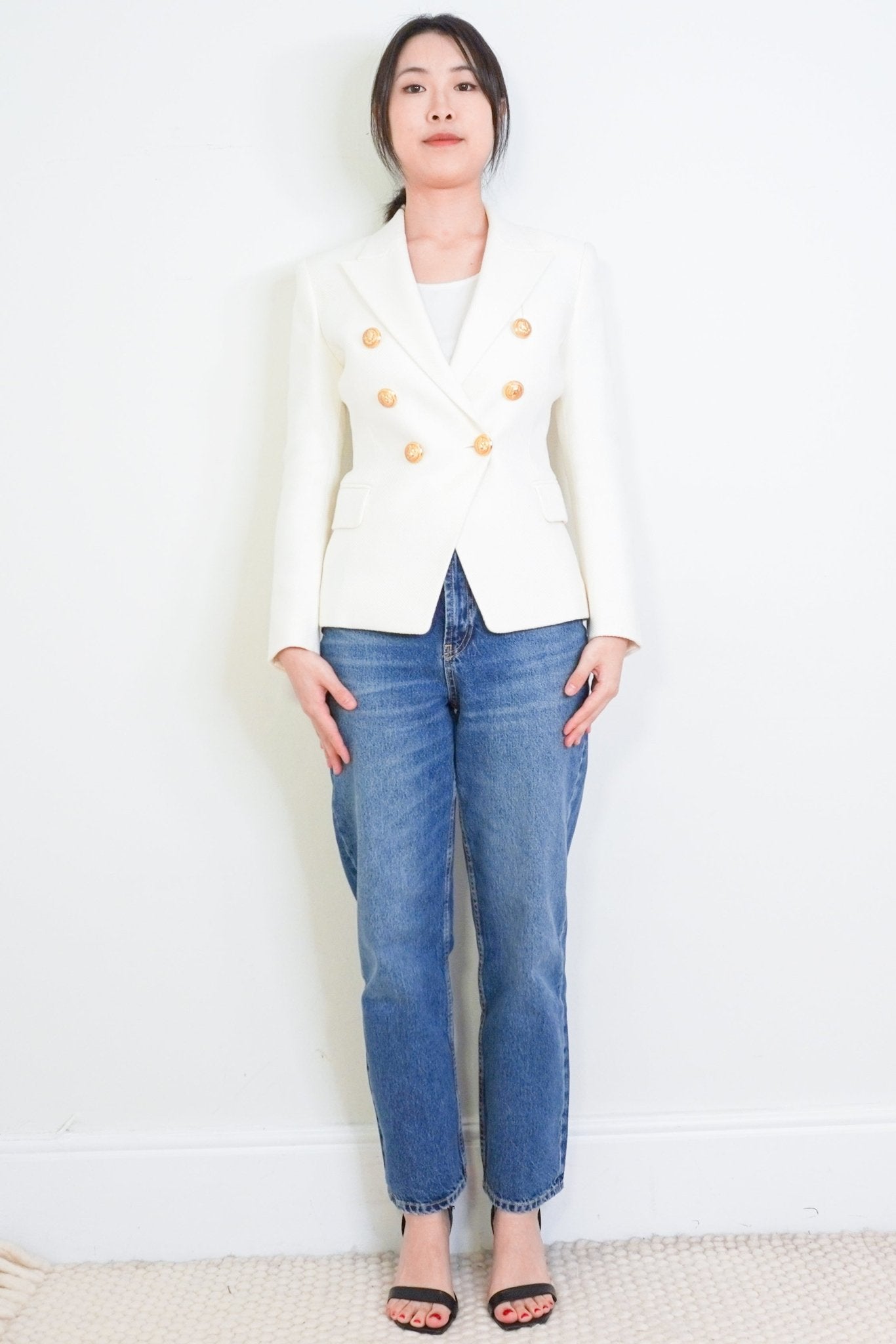 Balmain White Double Breasted Blazer RRP £1700 | Authentic Preloved - Reloved Again