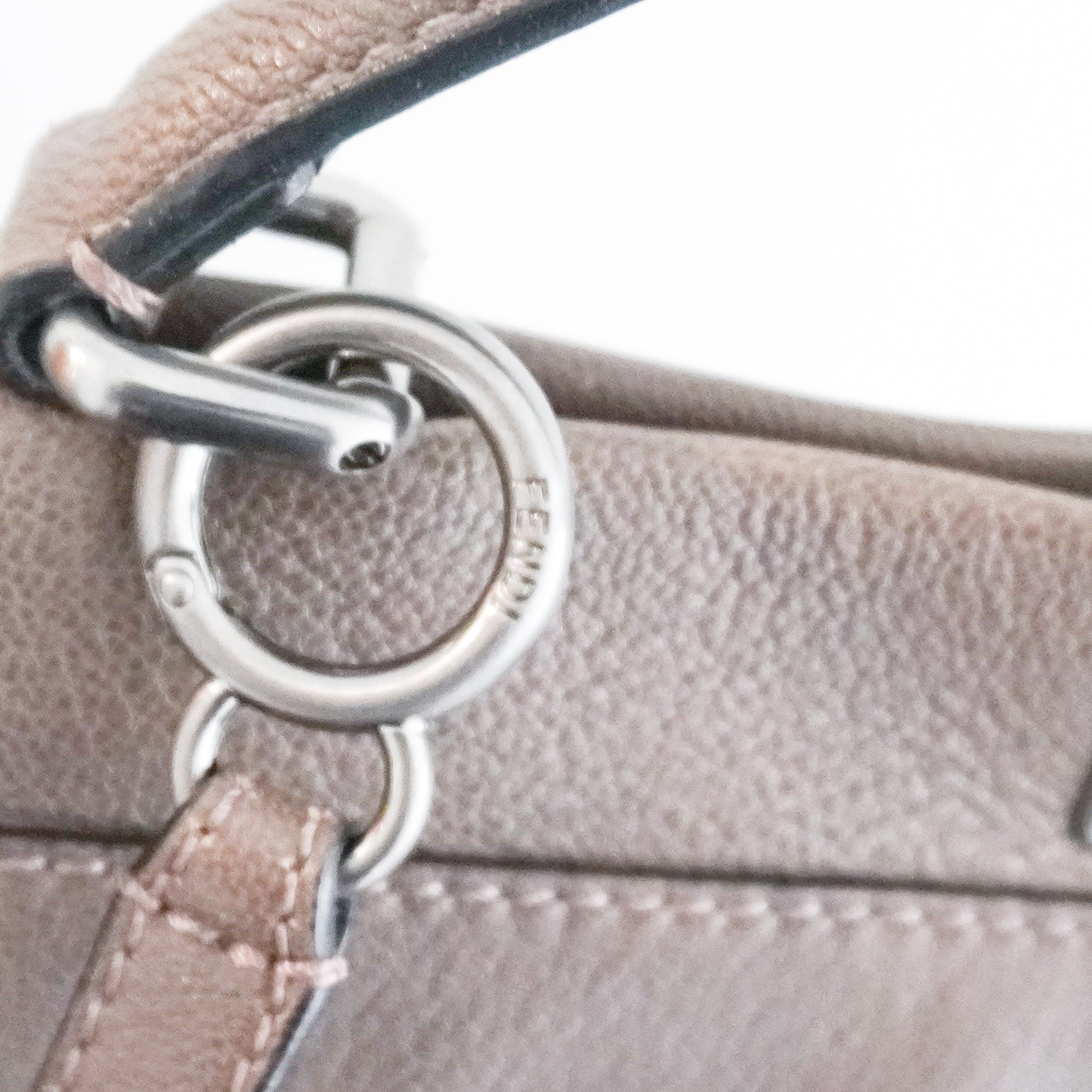 Fendi Peekaboo Large Taupe Leather Satchel Bag with Charm (RRP £3500) | Authentic Preloved