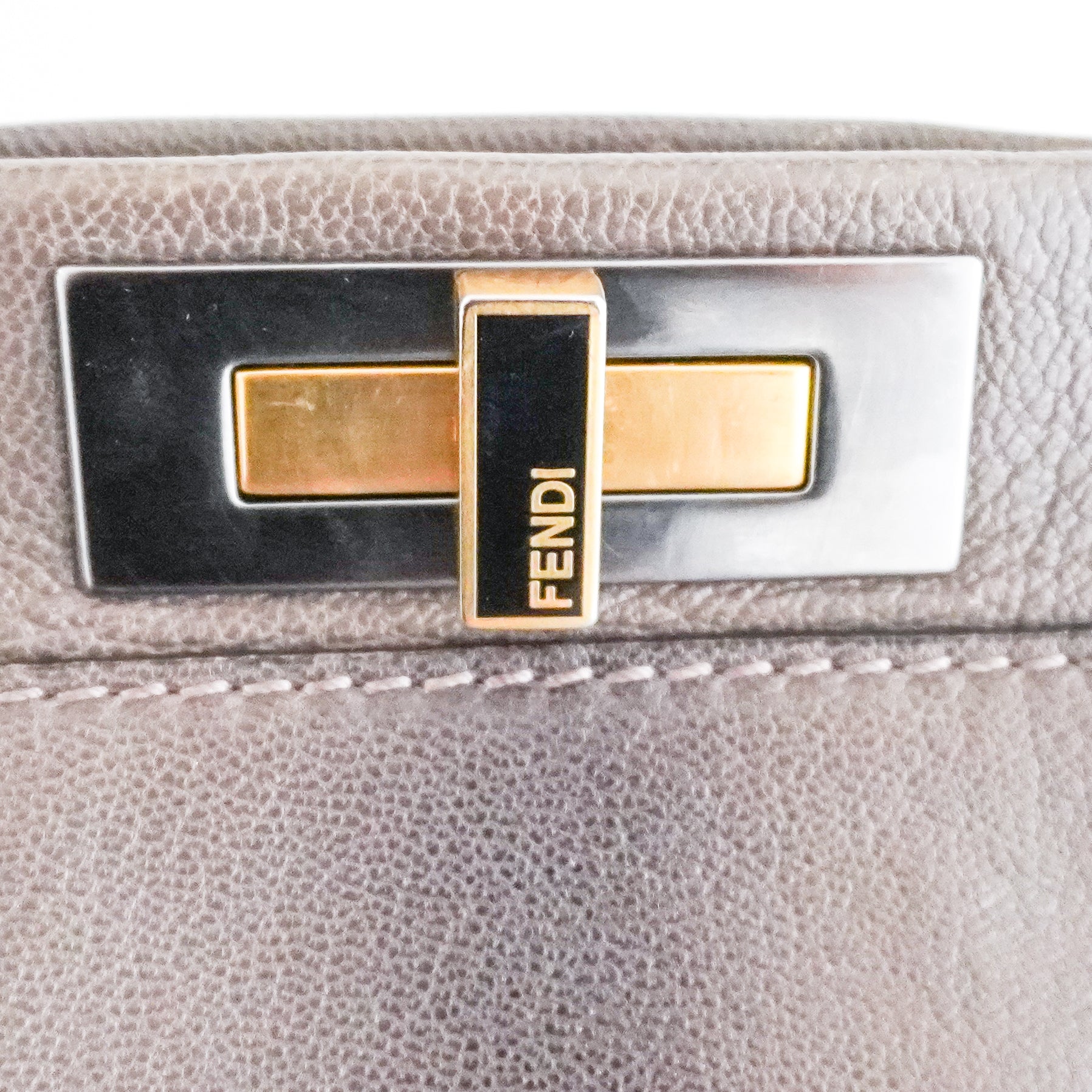 Fendi Peekaboo Large Taupe Leather Satchel Bag with Charm (RRP £3500) | Authentic Preloved