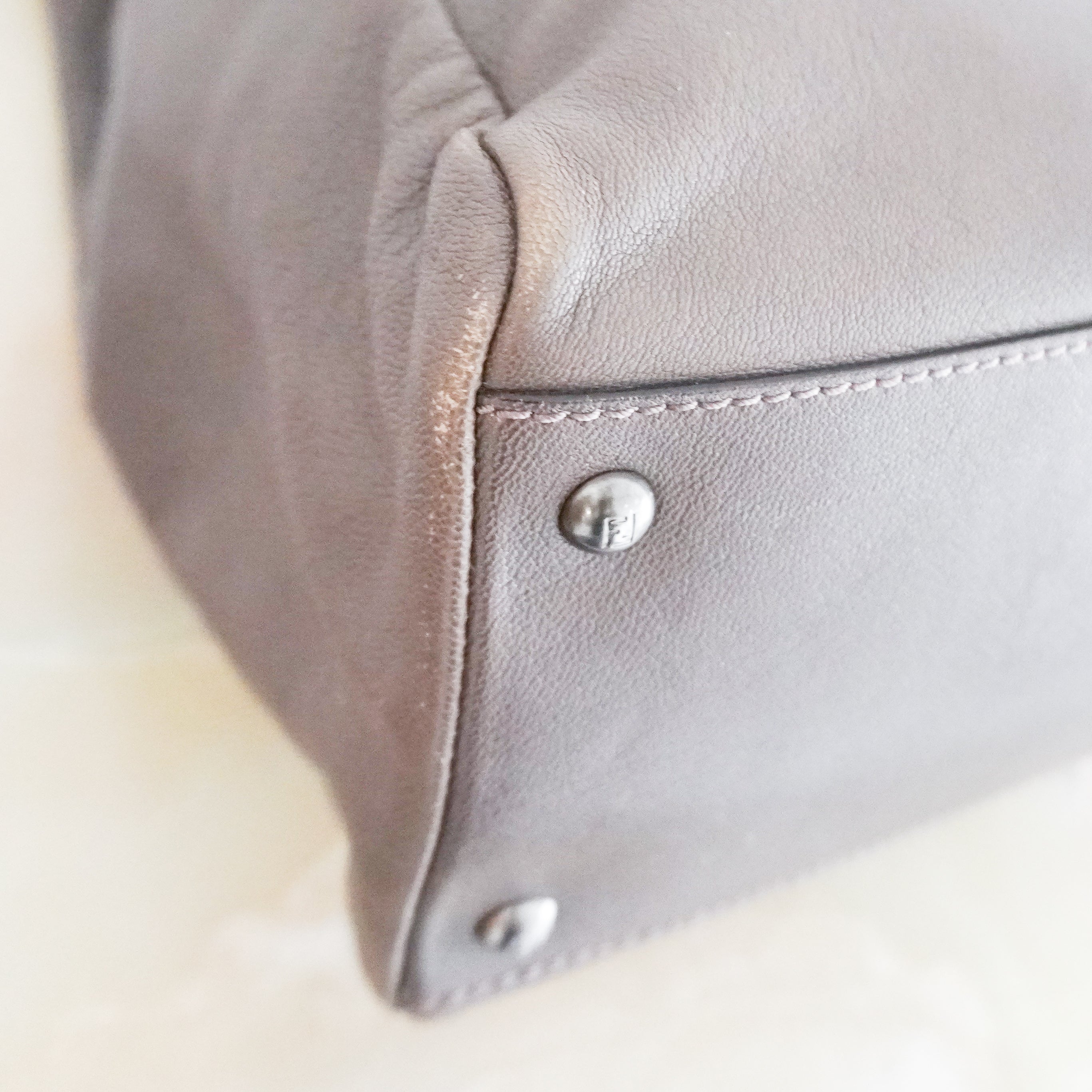 Fendi Peekaboo Large Taupe Leather Satchel Bag with Charm (RRP £3500) | Authentic Preloved