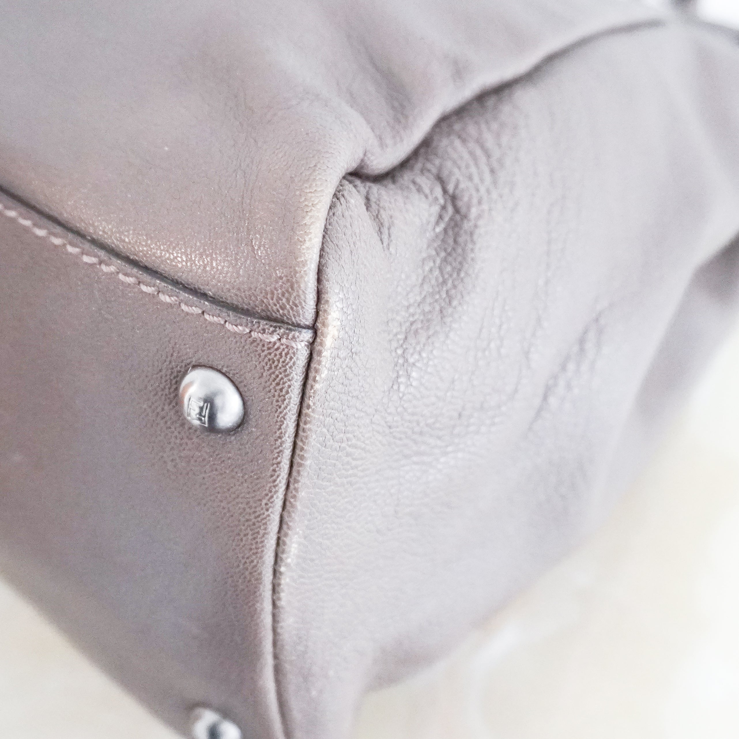 Fendi Peekaboo Large Taupe Leather Satchel Bag with Charm (RRP £3500) | Authentic Preloved