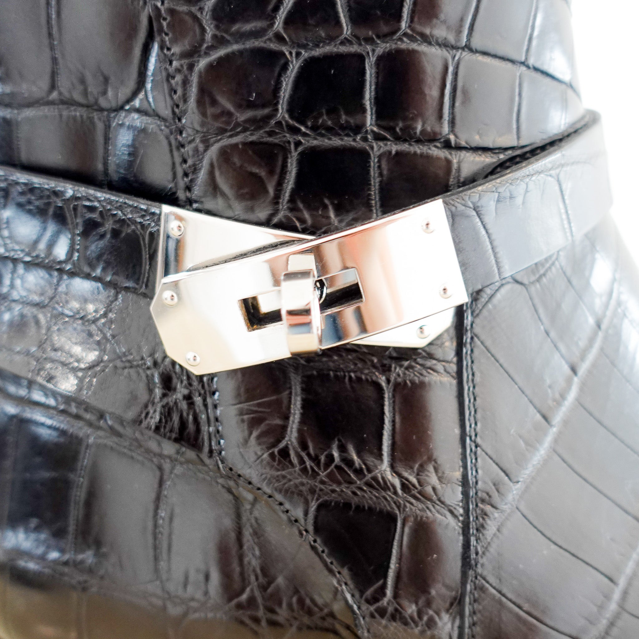 RARE Hermes Neo Noir Crocodile Buckled Boots | Authentic Preloved