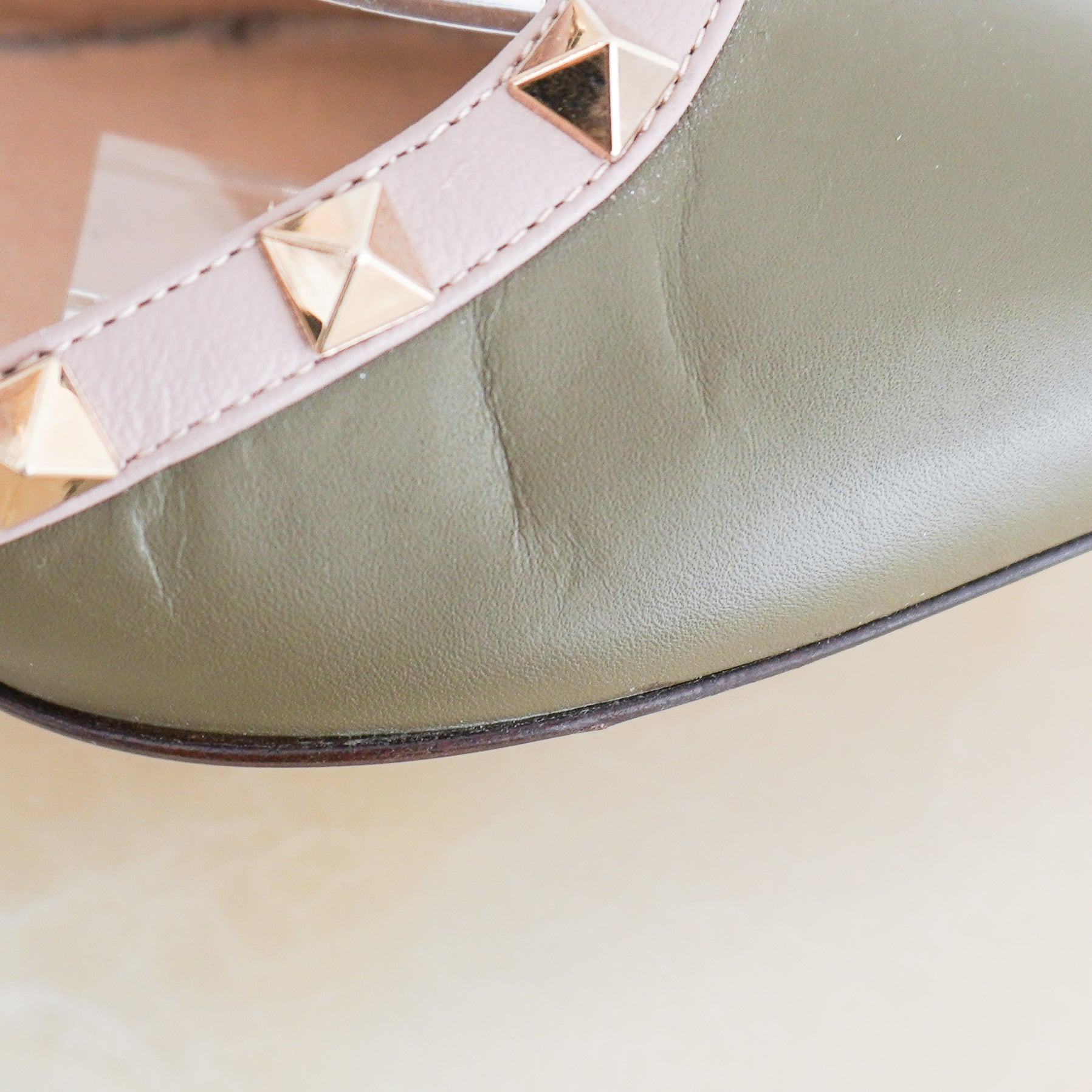 Valentino Rockstud Heels in Khaki (RRP £900) | Authentic Preloved