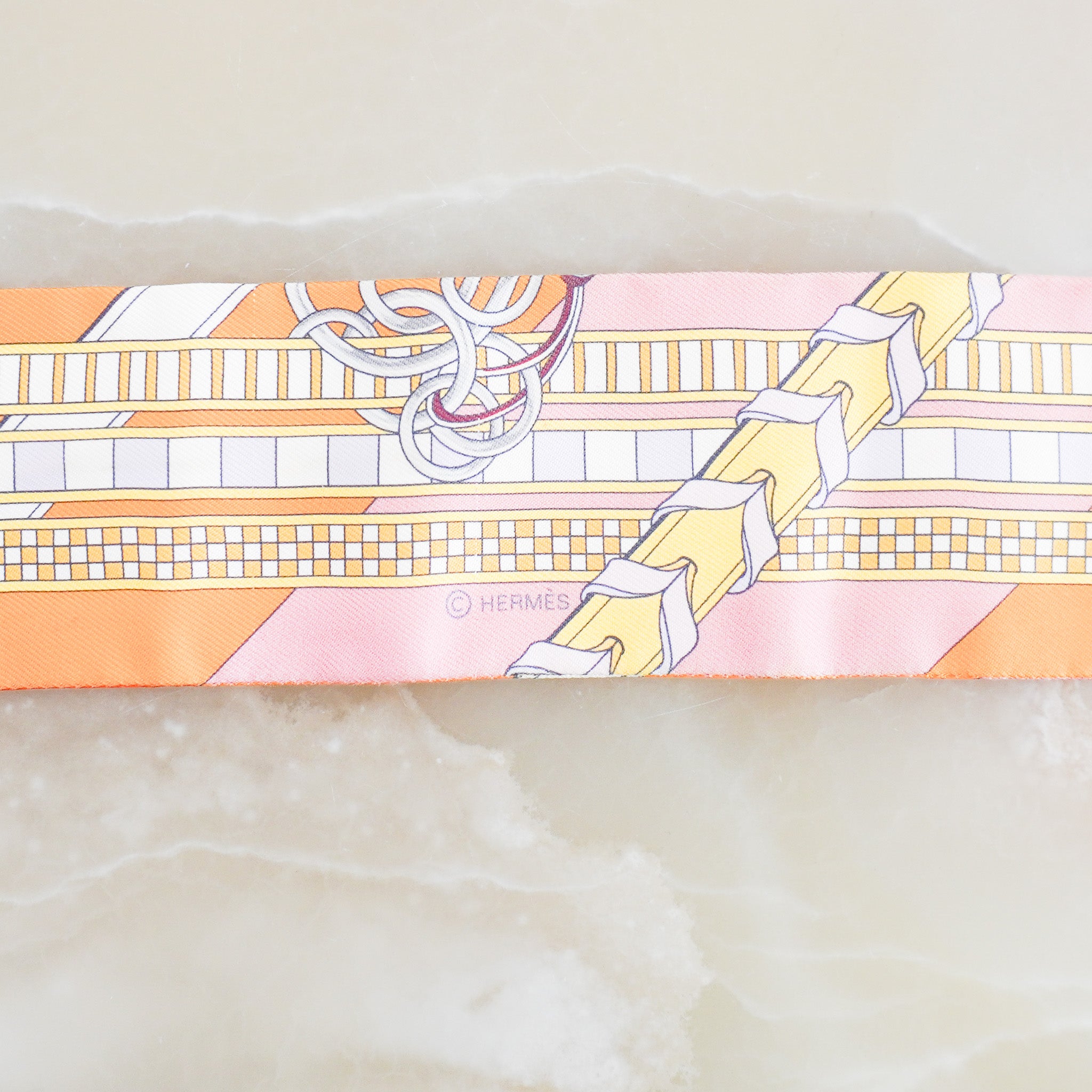 Hermes Silk Twilly Scarf Geometric Print RRP £195| Authentic Preloved