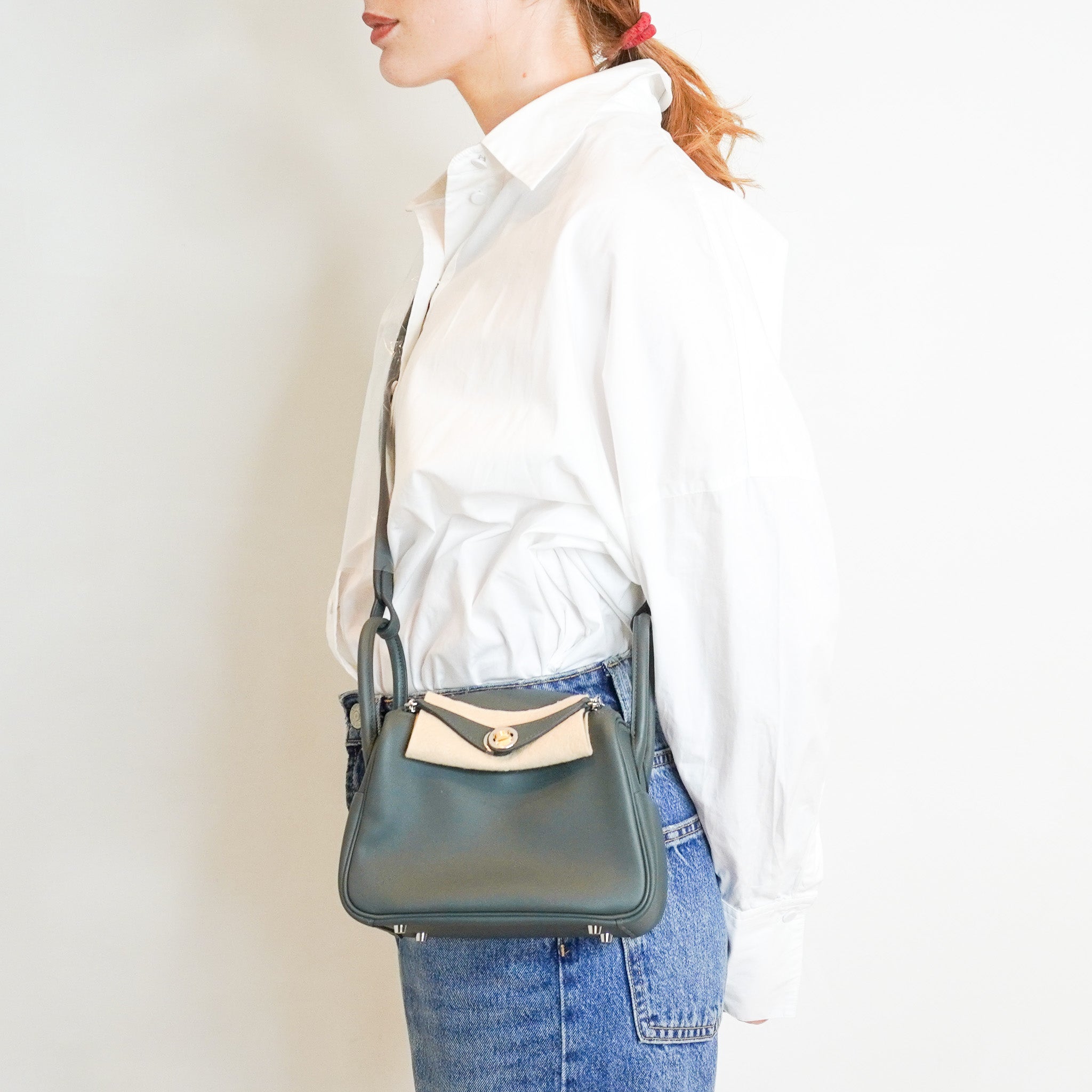 NEW Hermès Mini Lindy Bag in Vert Foncé Leather with Mixed Metal Hardware | Authentic Preloved - Reloved Again