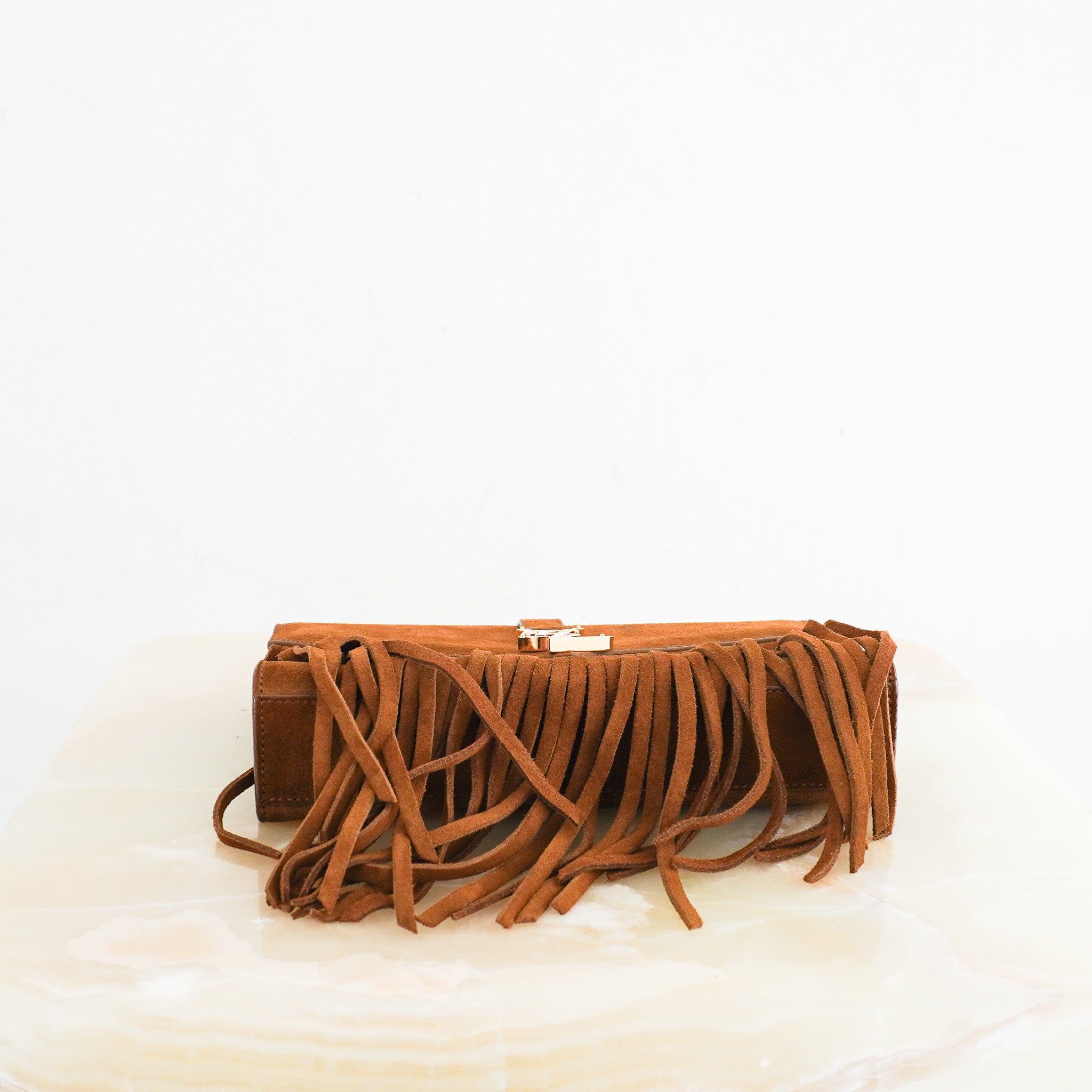 Saint Laurent Brown Suede Fringe Crossbody Bag | Authentic Preloved
