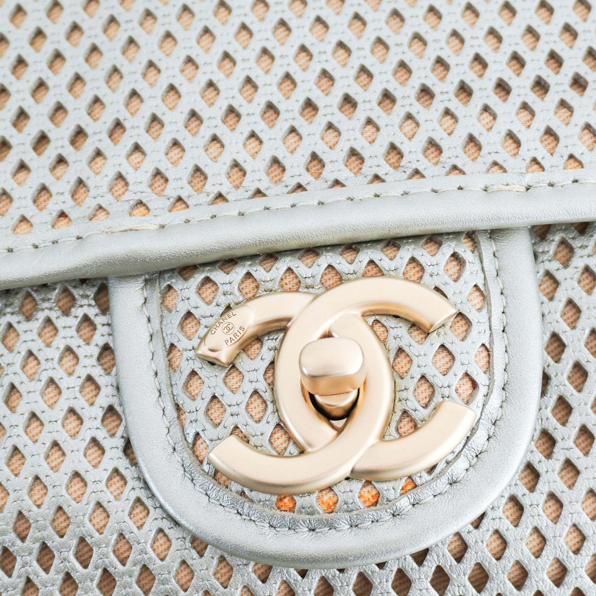 Chanel French Riviera Perforated Metallic Medium Flap Bag | Authentic Preloved