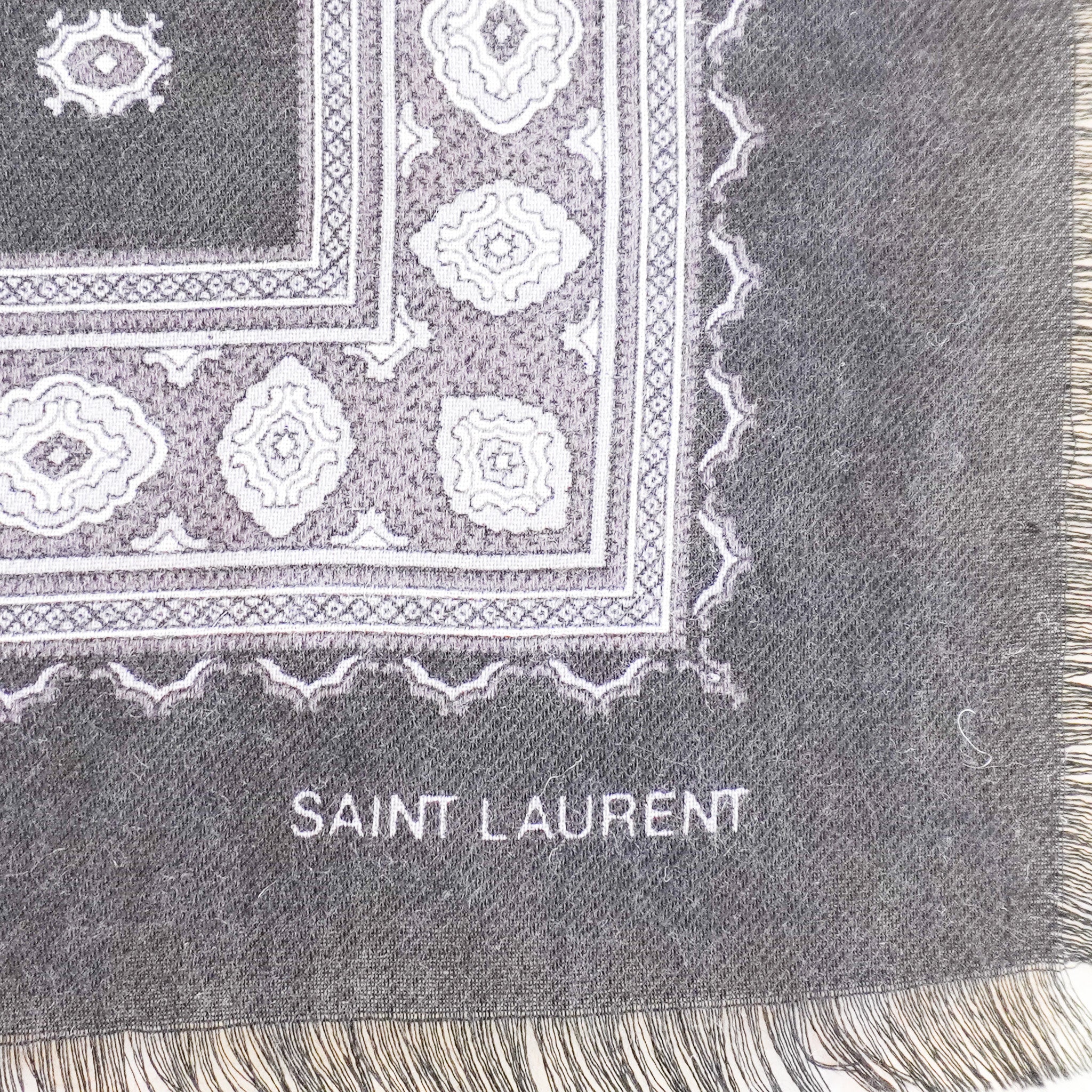 Saint Laurent Wool and Silk Patterned Scarf in Black RRP £450- FINAL SALE - Reloved Again