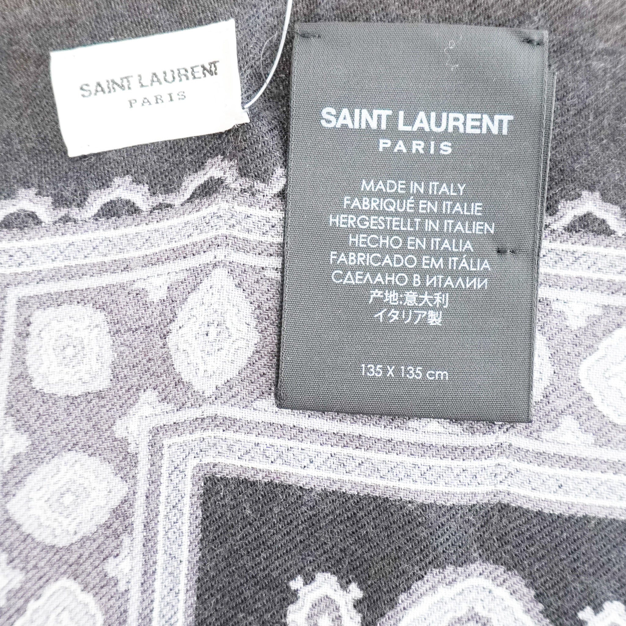 Saint Laurent Wool and Silk Patterned Scarf in Black RRP £450- FINAL SALE - Reloved Again