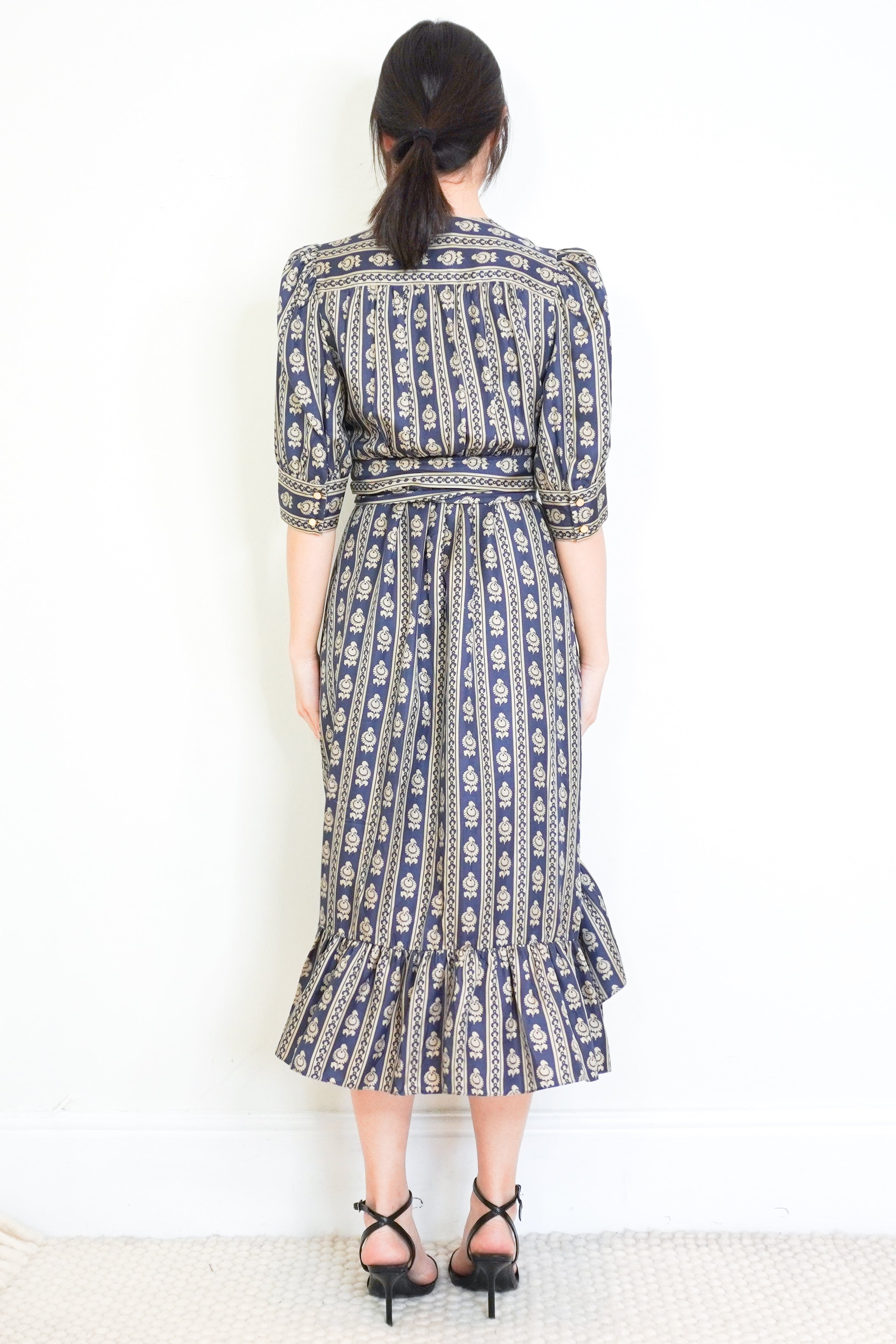 Sandro Blue Floral Wrap Dress RRP £350 | Authentic & Preloved