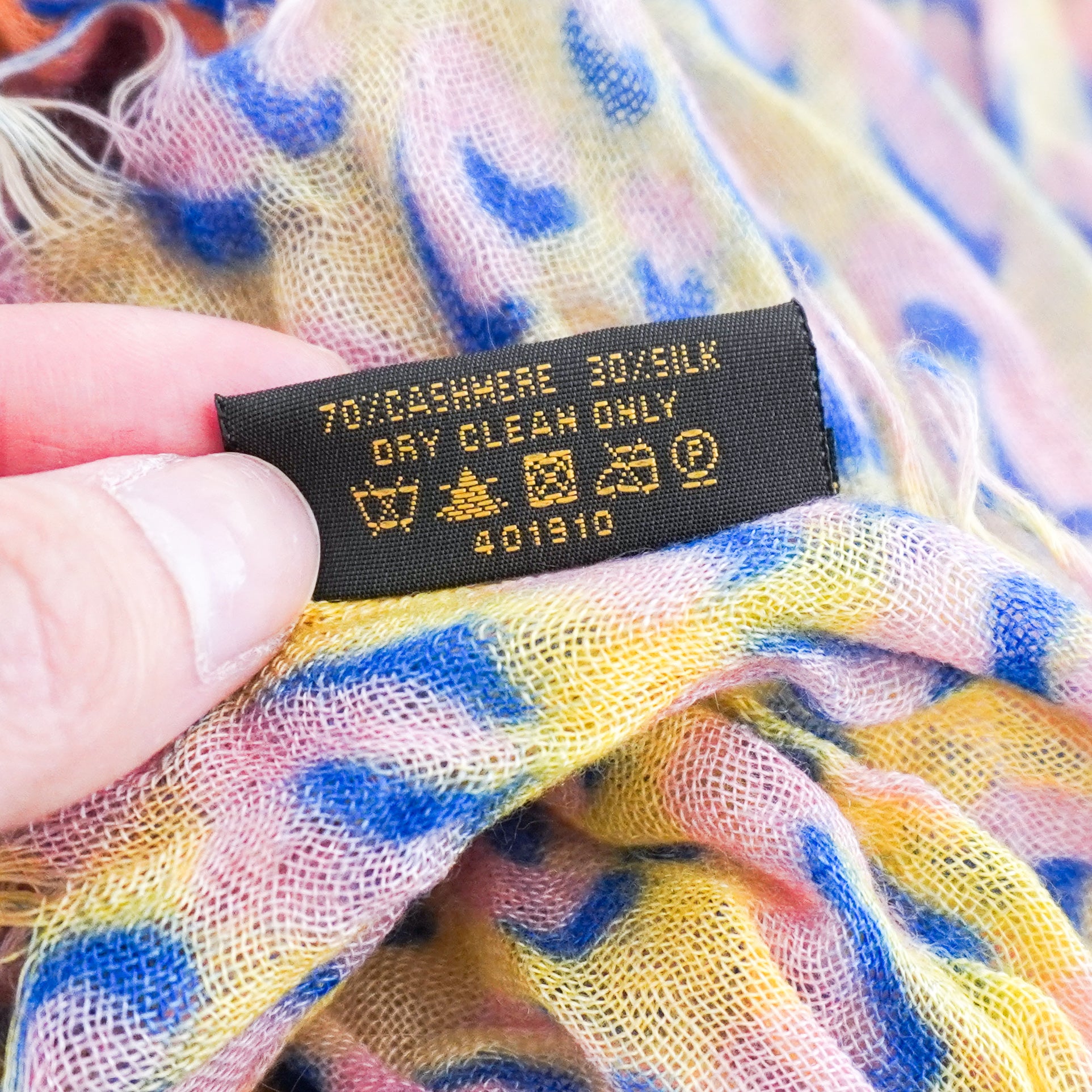 Louis Vuitton Yellow & Pink Sprouse Leopard Scarf RRP £475 | Authentic Preloved - Reloved Again