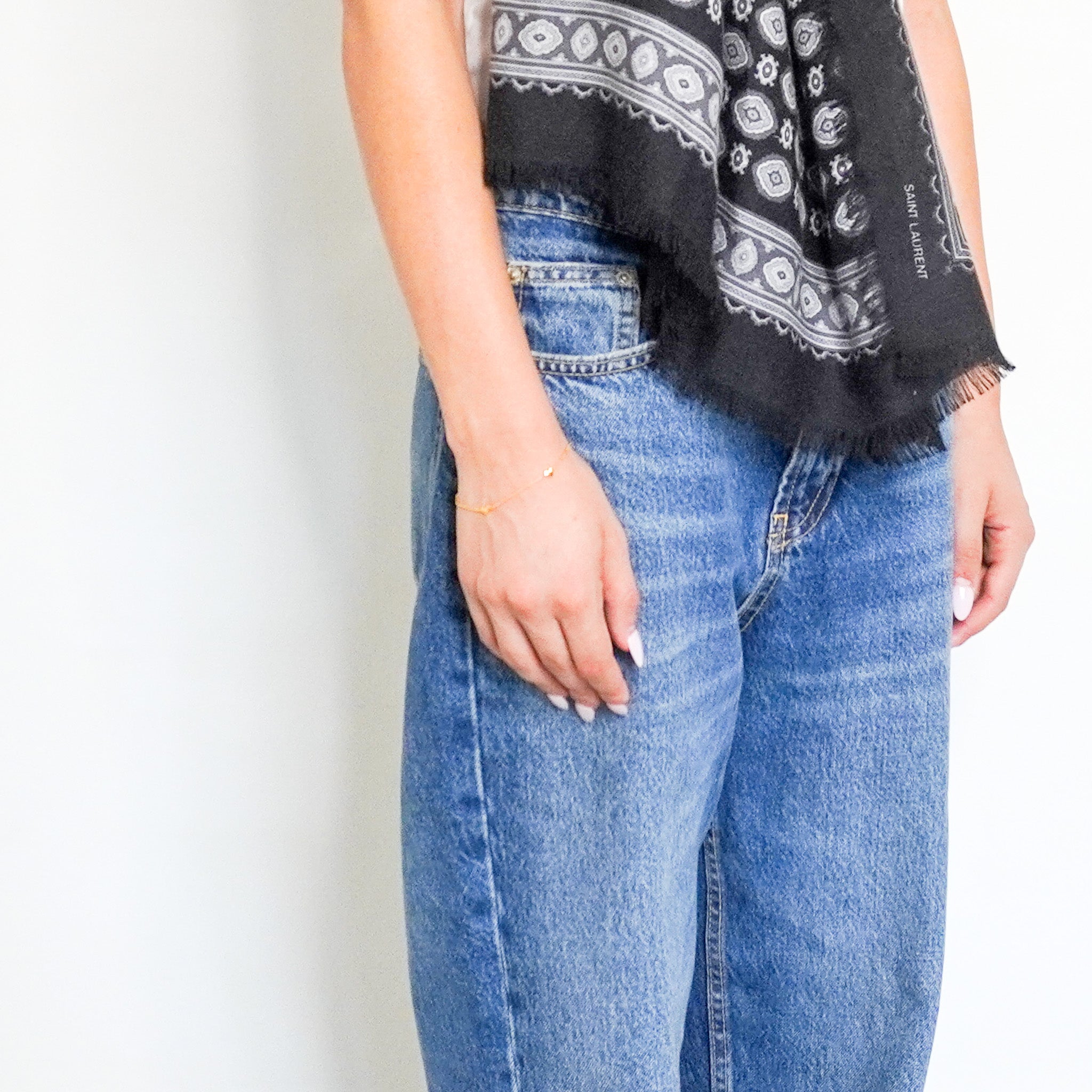 Saint Laurent Wool and Silk Patterned Scarf in Black RRP £450- FINAL SALE - Reloved Again
