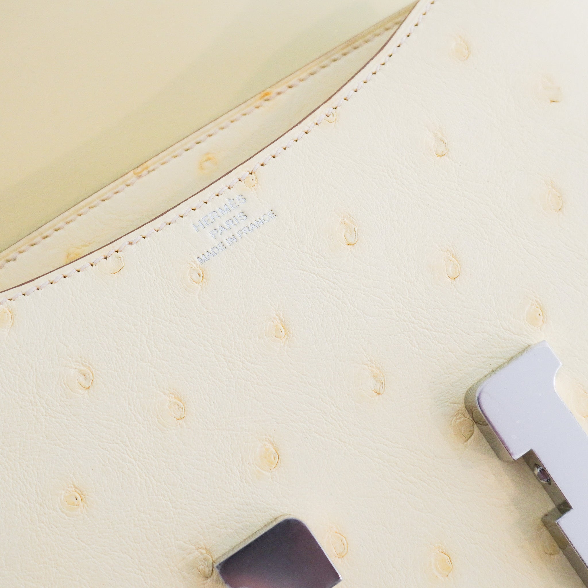 NEW Hermes Constance 18 Mini Ostrich Jaune Milton Palladium Hardware Bag | Authentic Preloved - Reloved Again