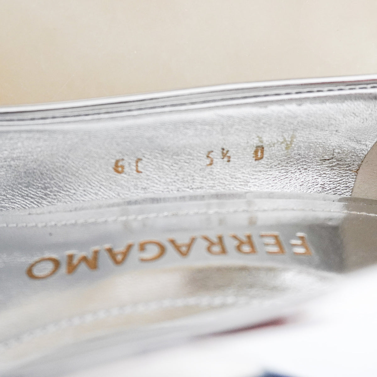 Salvatore Ferragamo Metallic Silver Pointed-Toe Kitten Heels (RRP £735) | Authentic Preloved