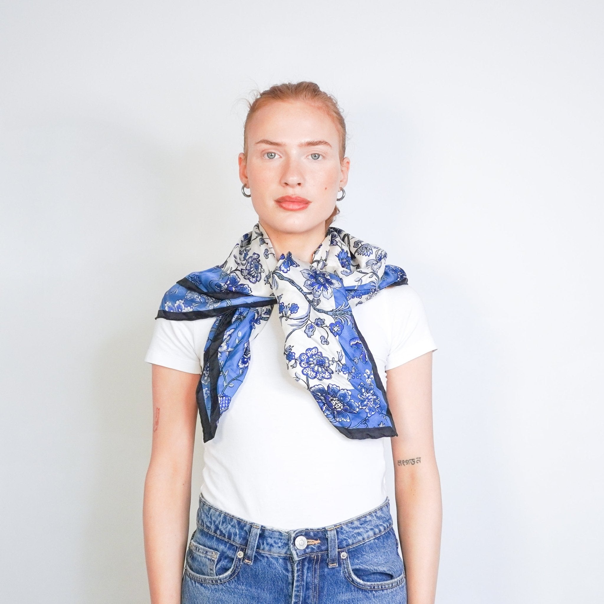 Weekend MaxMara Blue Floral Silk Scarf (RRP £490) | Authentic Preloved FINAL SALE - Reloved Again