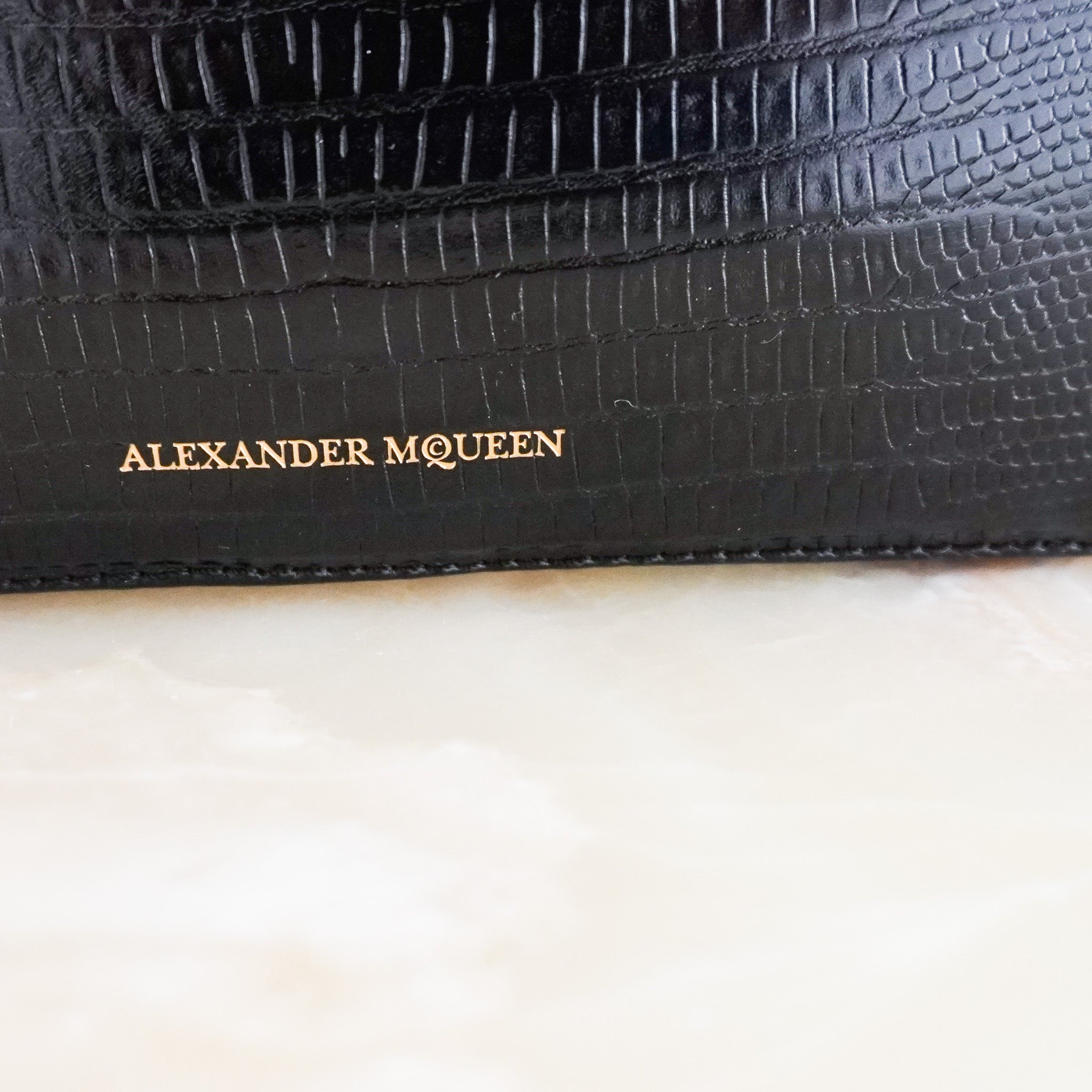 Alexander Mcqueen Croc Embossed Box Bag | Authentic Preloved