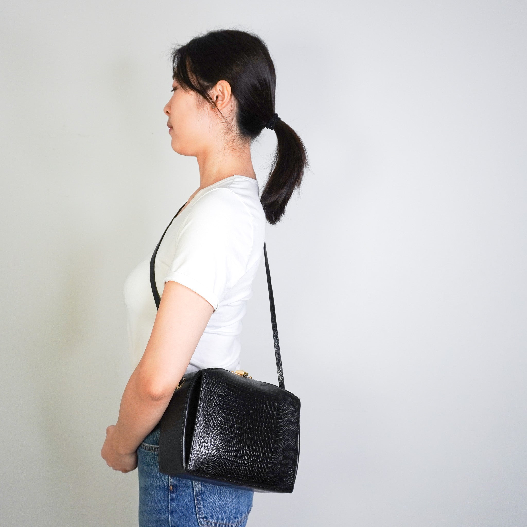 Alexander Mcqueen Croc Embossed Box Bag | Authentic Preloved