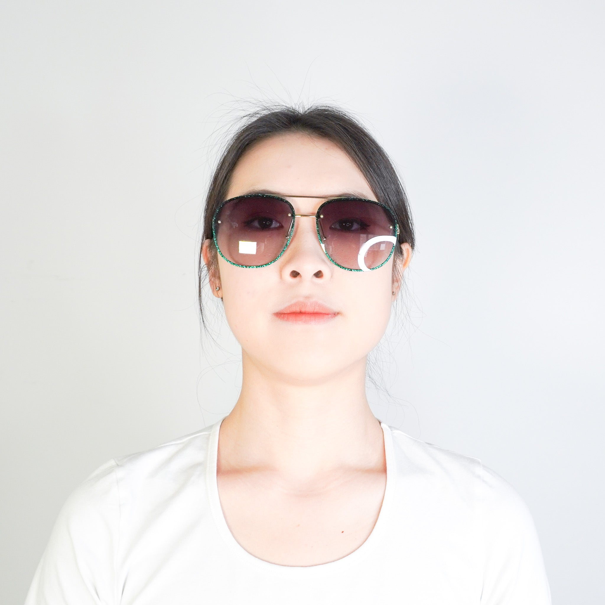 Gucci Green Glitter Aviator Sunglasses RRP £385 | Authentic Preloved FINAL SALE