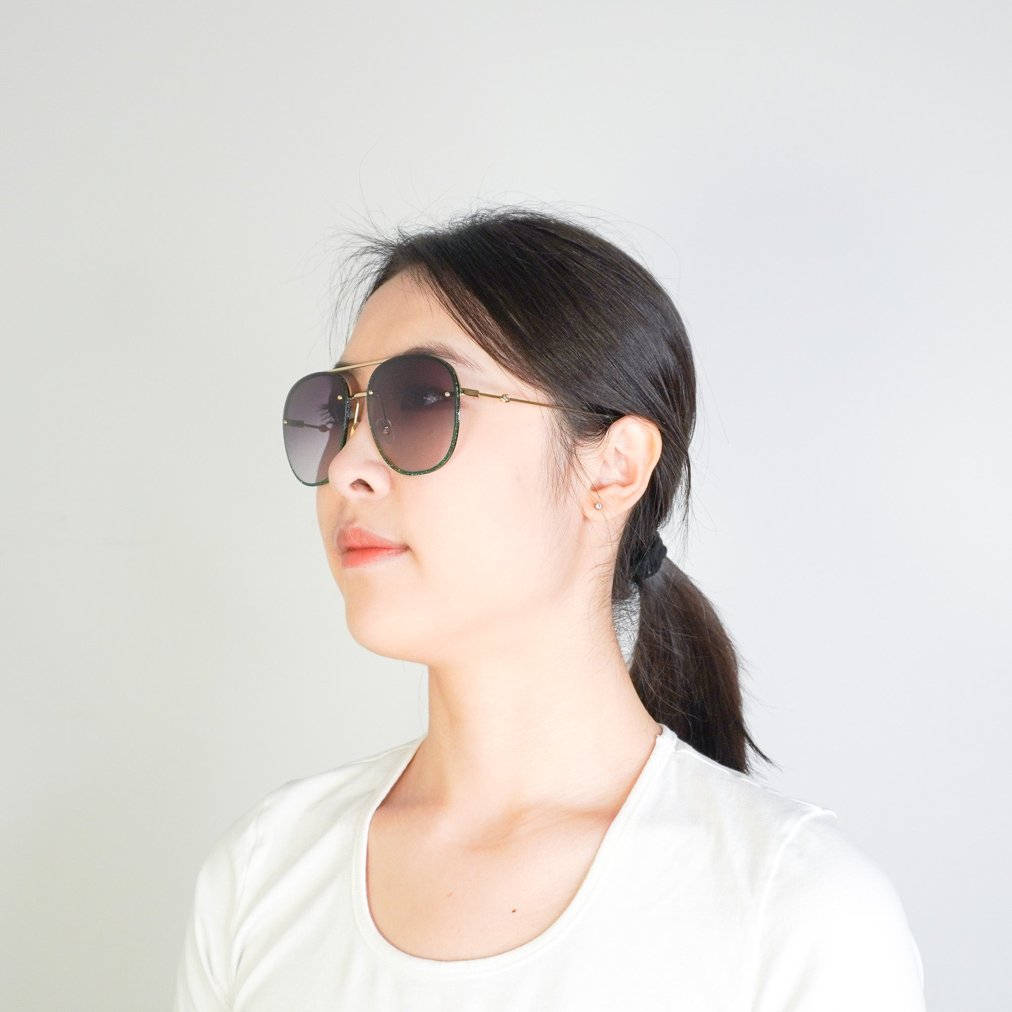 Gucci Green Glitter Aviator Sunglasses RRP £385 | Authentic Preloved FINAL SALE