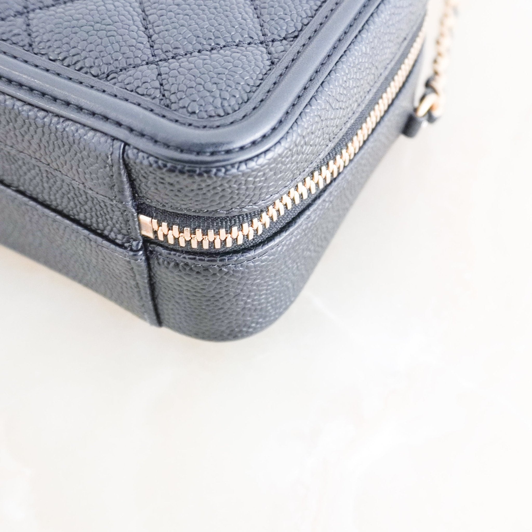 Chanel Black Filigree Small Vanity Case in Caviar Leather (RRP £3500) | Authentic Preloved - Reloved Again