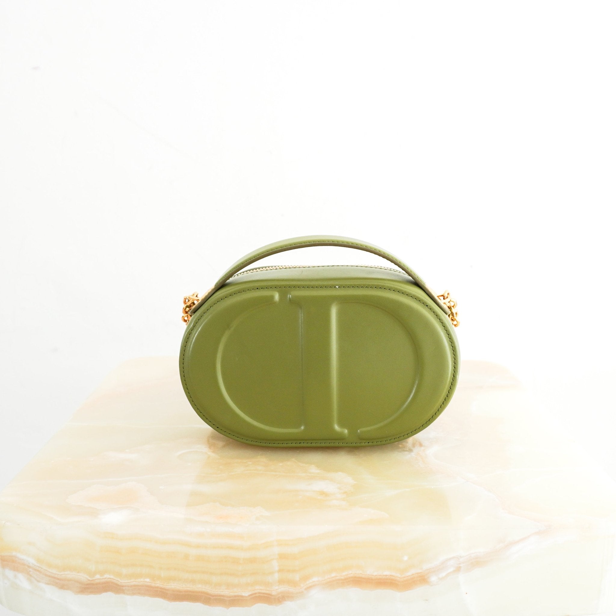 Dior Green Peyote Signature Pouch in Calfskin RRP £1950 | Authentic Preloved - Reloved Again