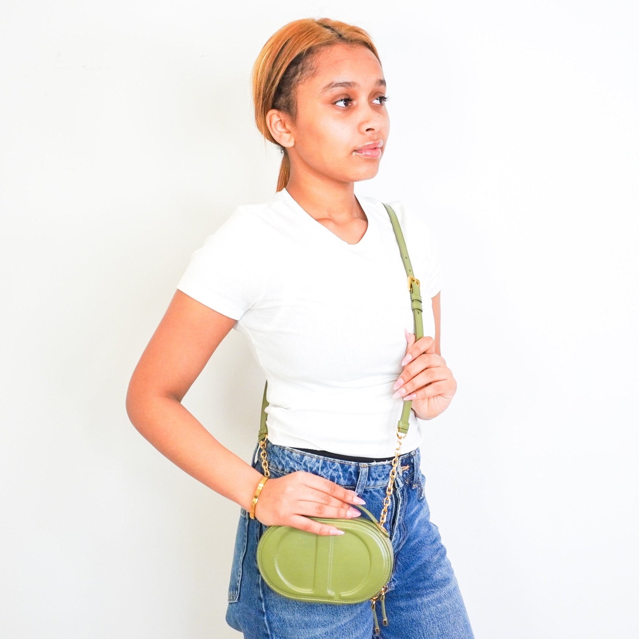 Dior Green Peyote Signature Pouch in Calfskin RRP £1950 | Authentic Preloved - Reloved Again