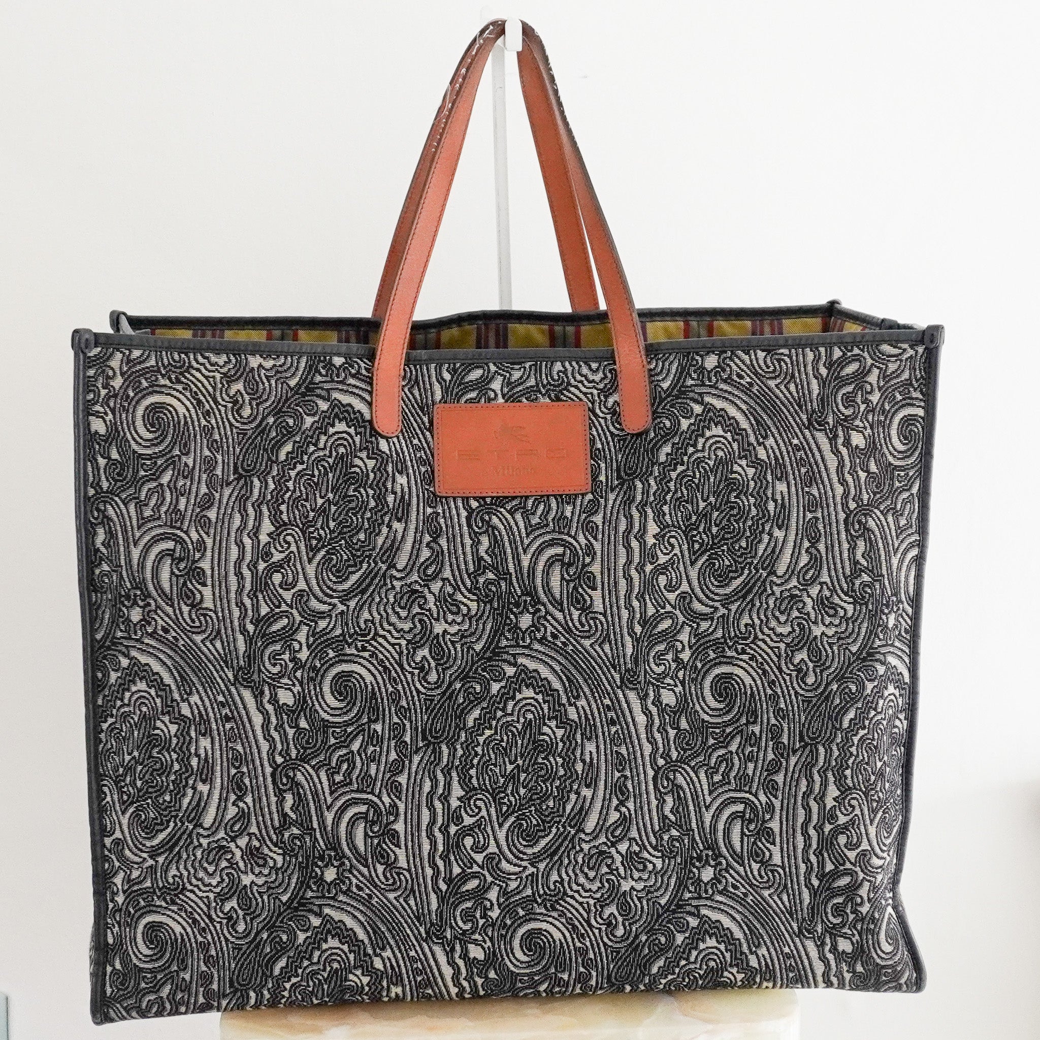 Etro Navy Blue Paisley Jacquard and Leather Shopper Tote (RRP £400) | FINAL SALE