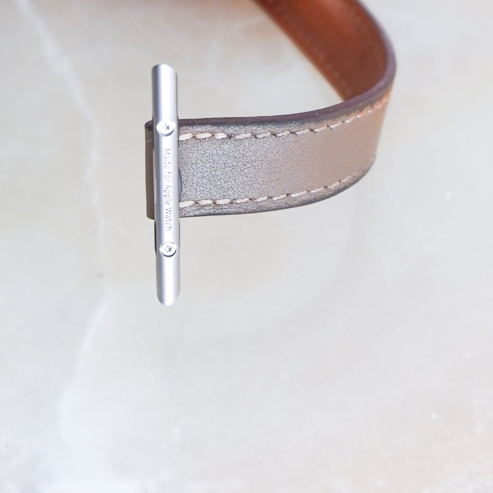 Hermès Double Tour Etoupe Swift Leather Apple Watch Strap RRP £659 | Authentic Preloved - Reloved Again