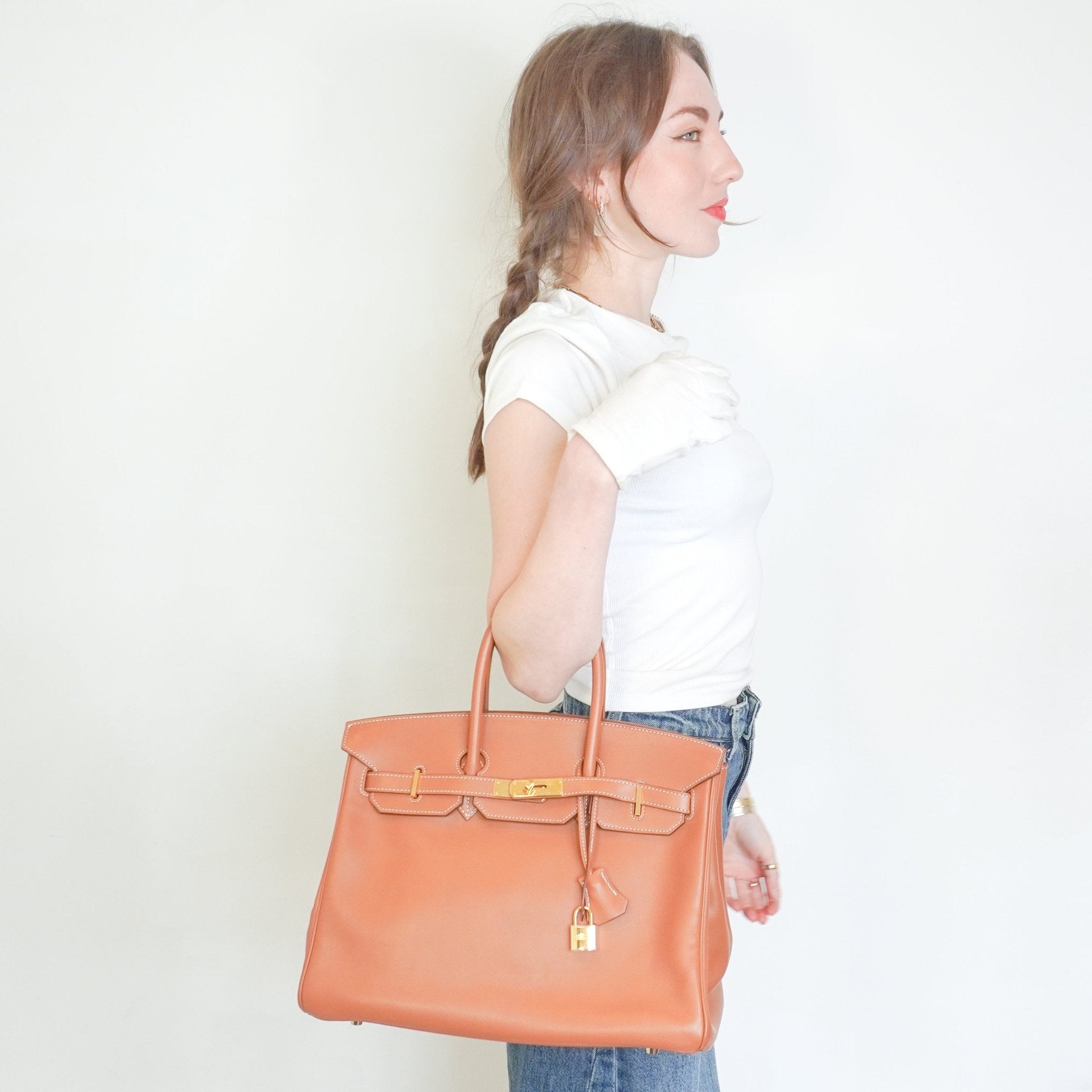 Hermès Birkin 35 Retourne in Gold Swift Leather with Gold Hardware | Authentic Preloved - Reloved Again