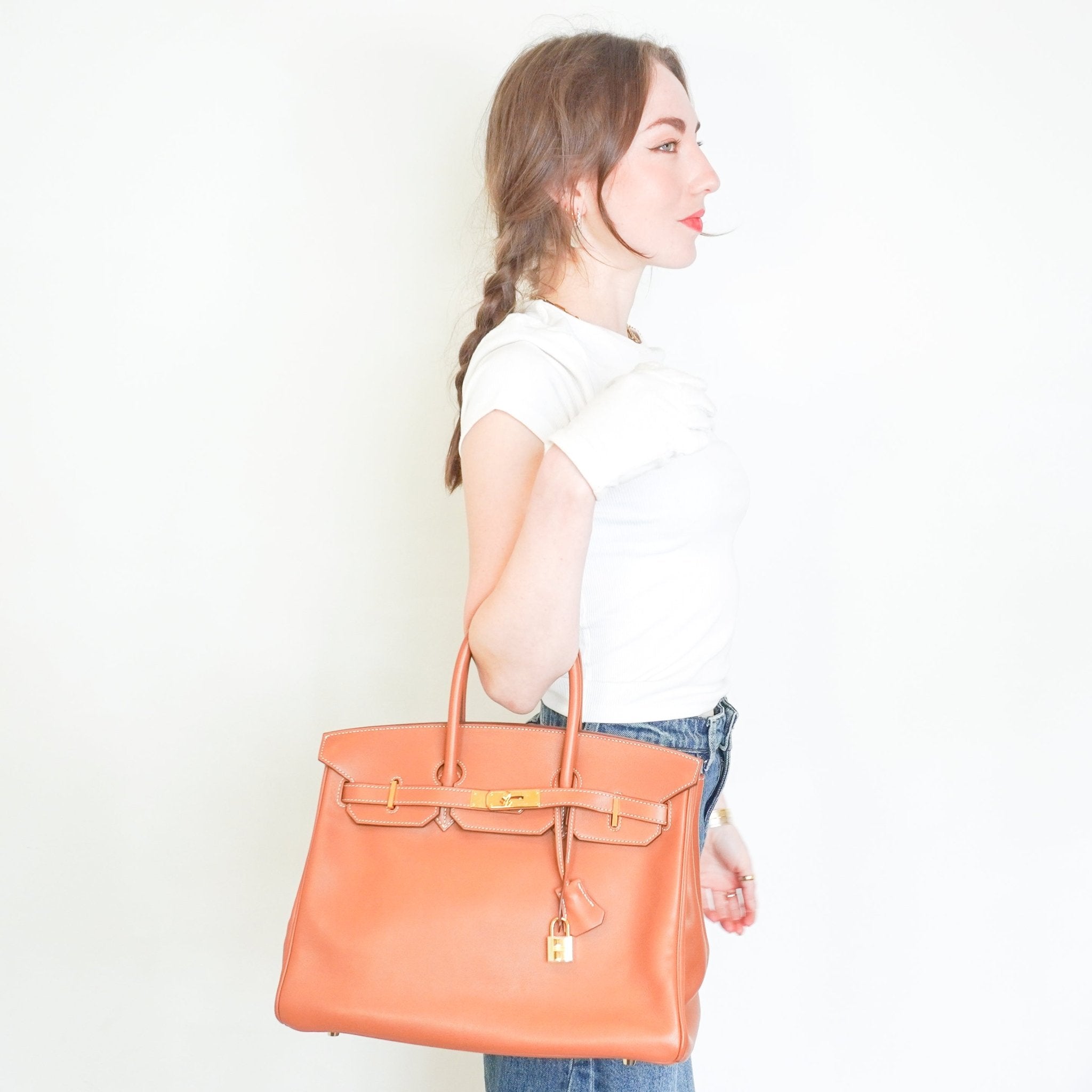 Hermès Birkin 35 Retourne in Gold Swift Leather with Gold Hardware | Authentic Preloved - Reloved Again