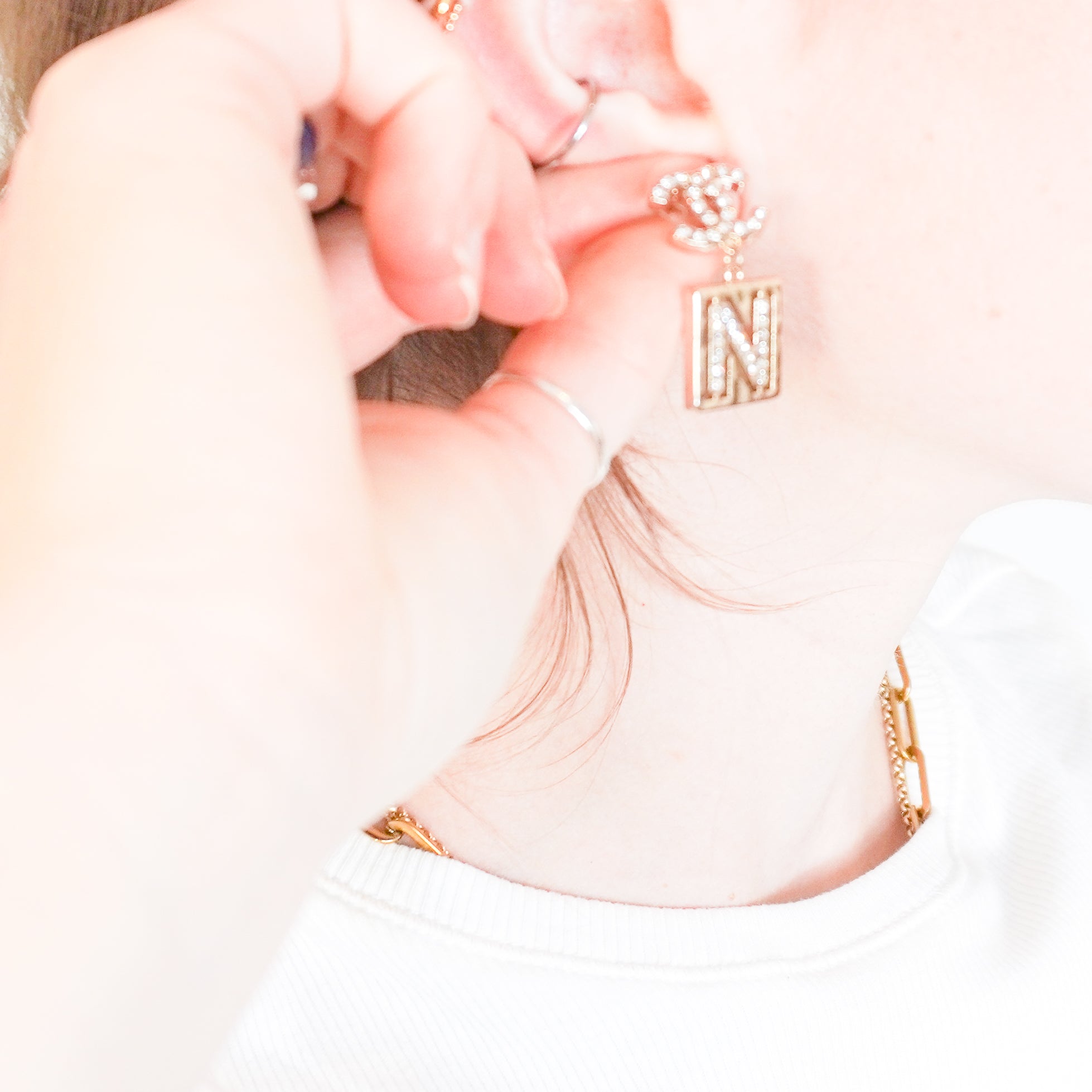 Chanel A21 Gold-Tone Crystal CC No.5 Mismatched Drop Earrings (RRP £430) | Authentic Preloved FINAL SALE (Copy) - Reloved Again