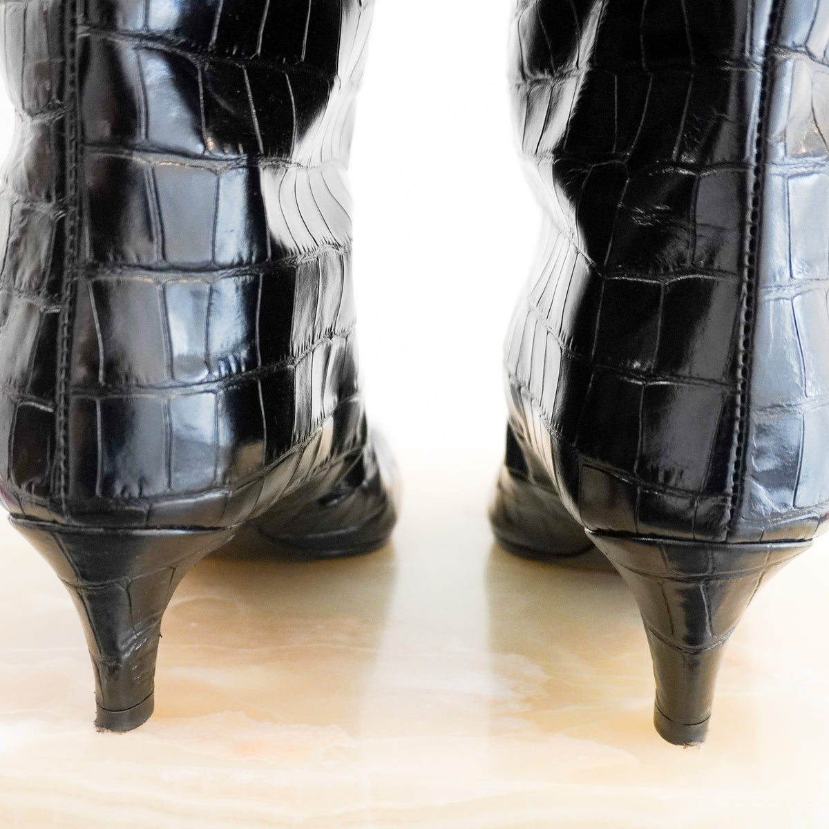 Toteme Croc-effect Knee High Boots in Black (RRP 880) | Authentic Preloved