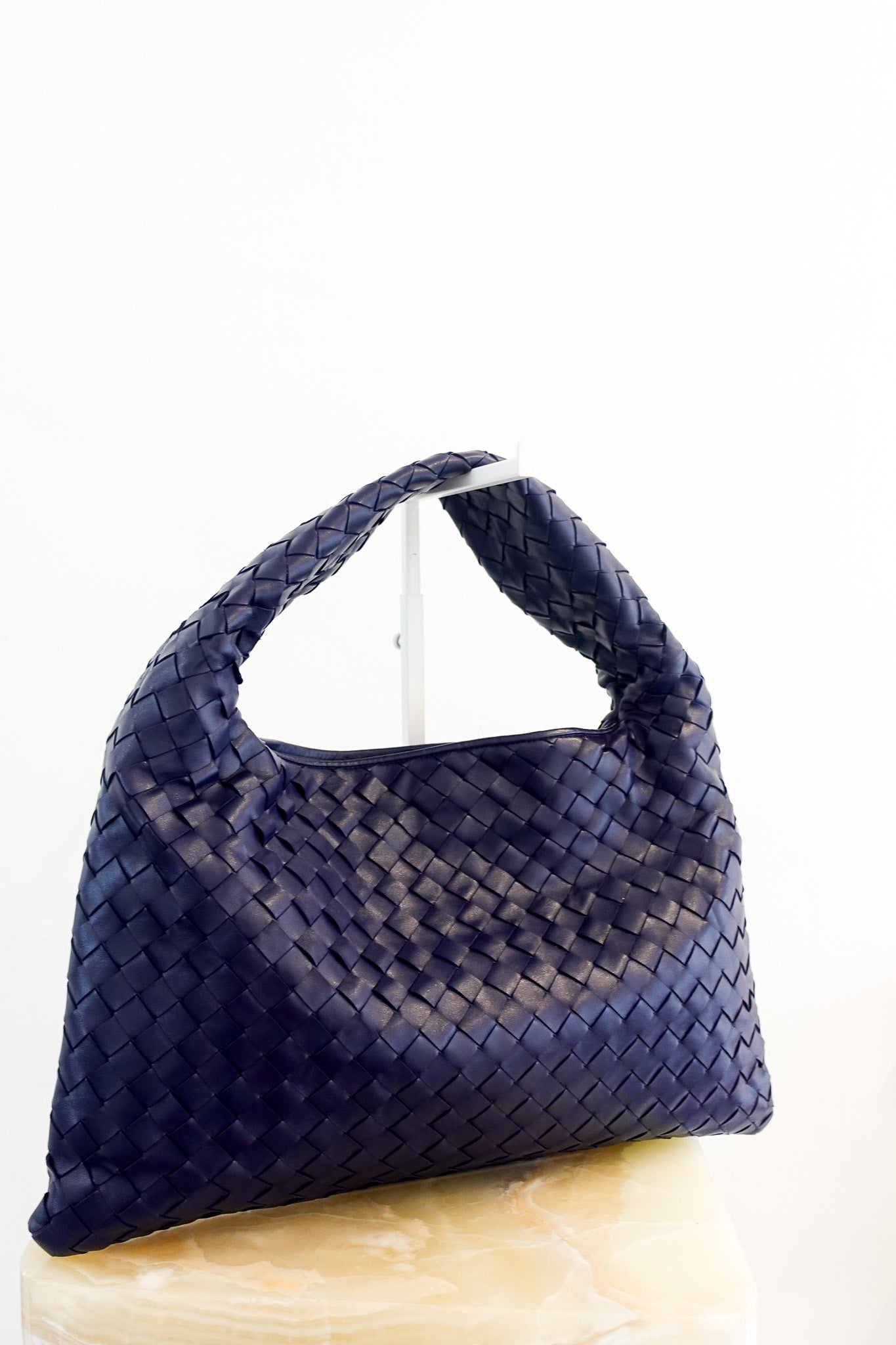 CURRENT SEASON Bottega Veneta Hop Small Shoulder Bag in Navy RRP £3100 | Authentic Preloved - Reloved Again