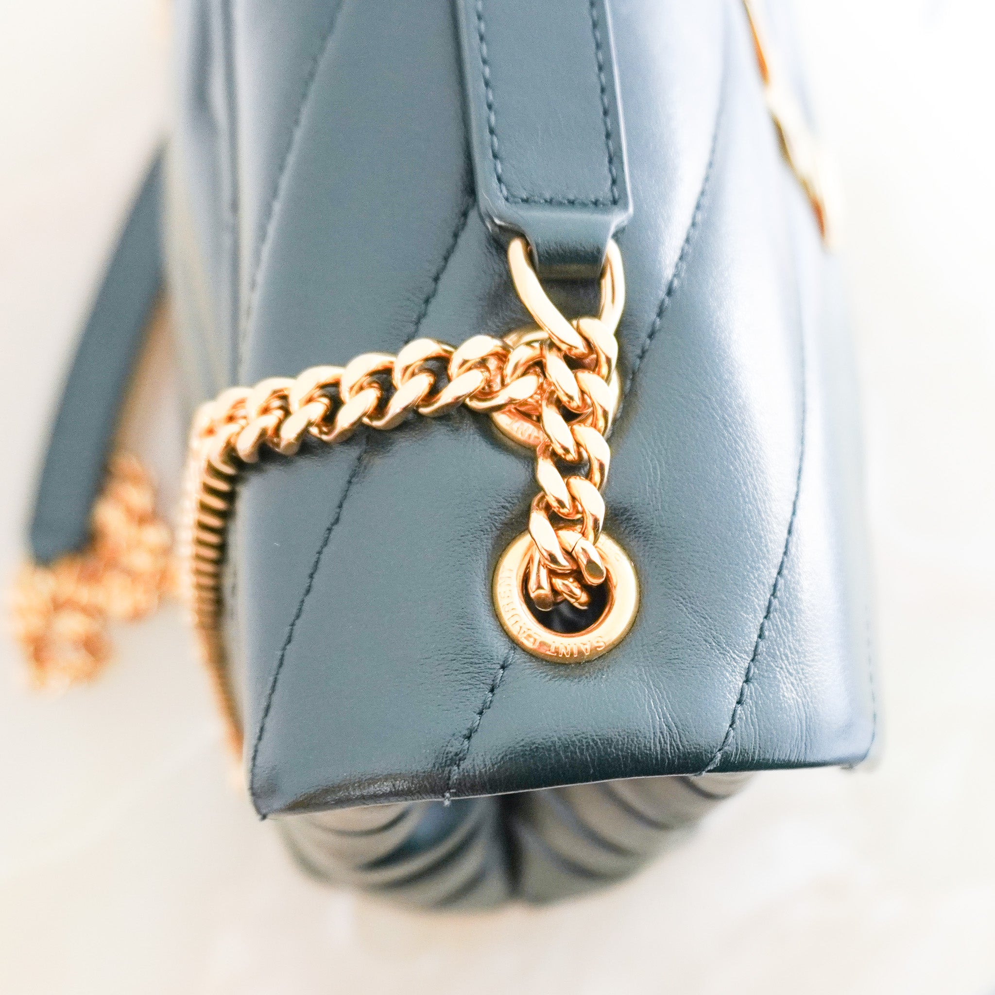 Saint Laurent Small Loulou Chain Bag in Forest Green Matelassé Leather (RRP £2090) | Authentic Preloved - Reloved Again